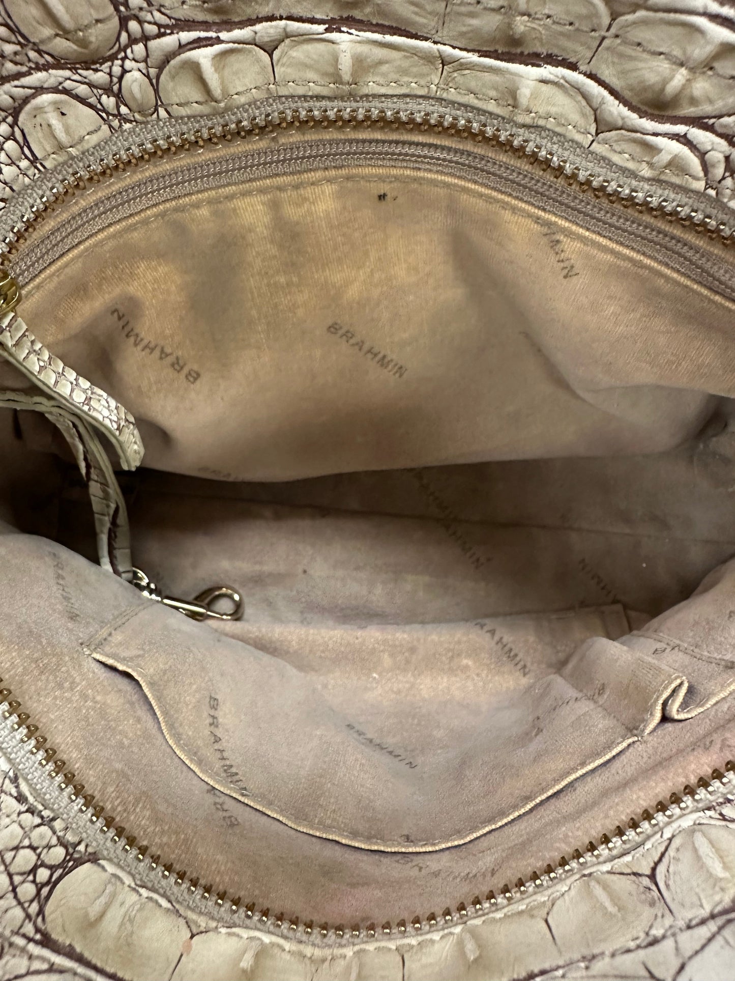 Crossbody Designer By Brahmin In Grey, Size:Medium