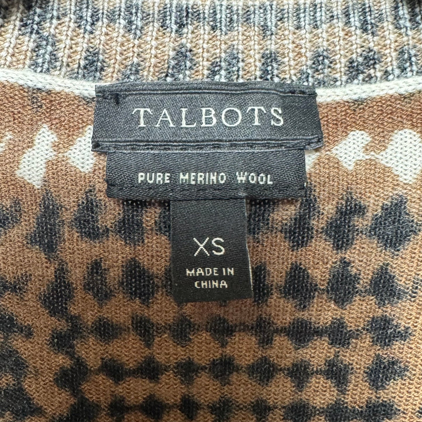 Merino Wool Sweater Cardigan By Talbots In Multi-colored, Size: Xs