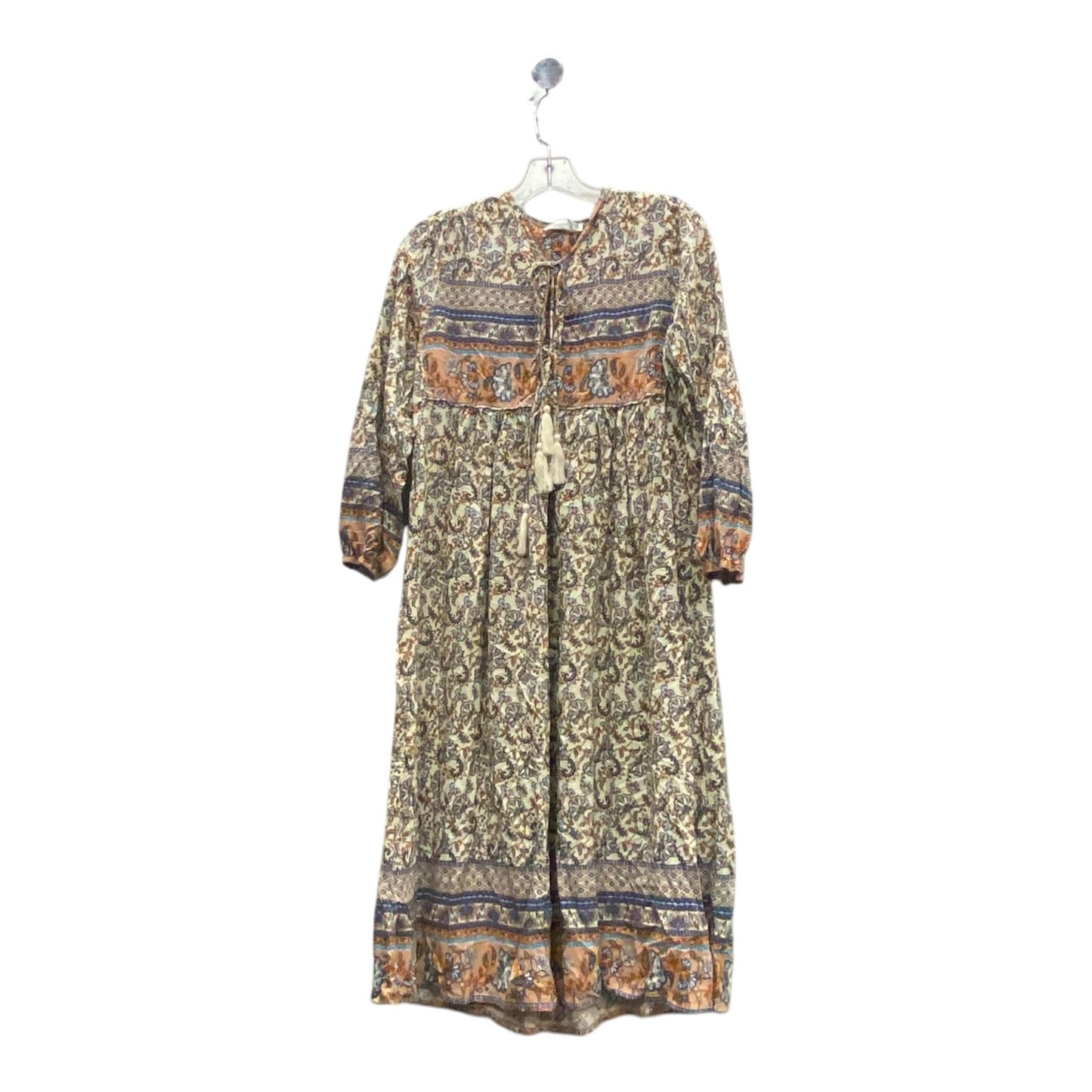 Dress Casual Midi By R.Vioimos In Cream & Orange, Size:M