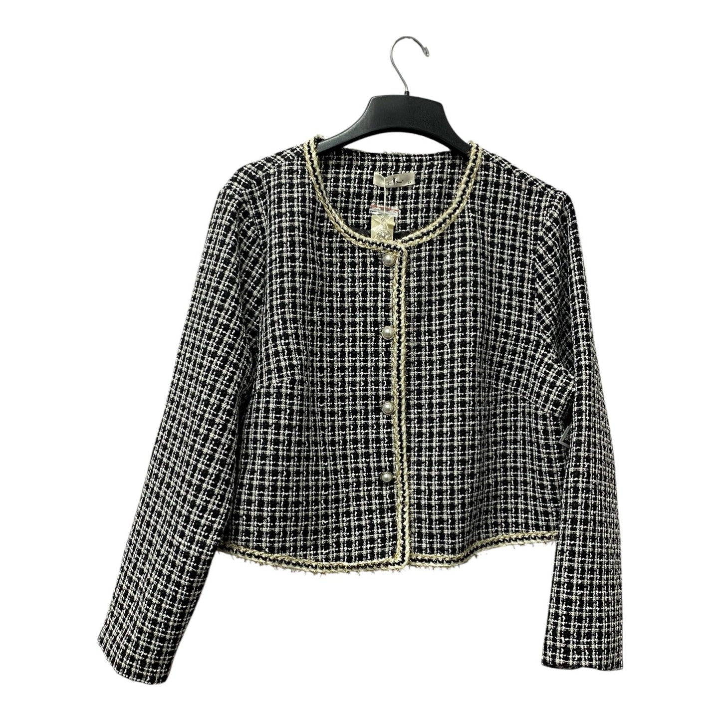 Blazer By Agnes Orinda In Black & White, Size:2X