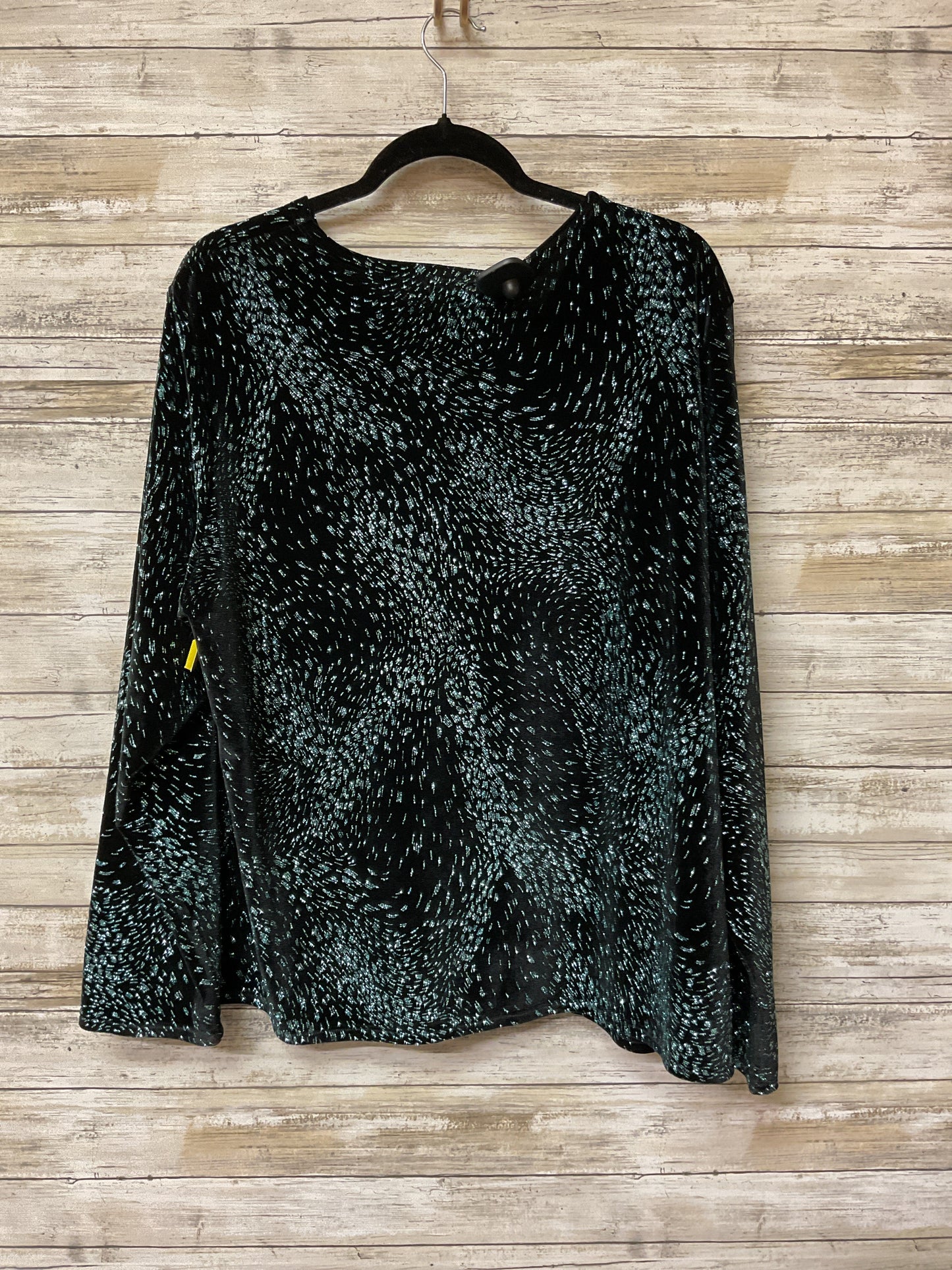 Blouse Ls By Leslie Fay In Black & Blue, Size:2X