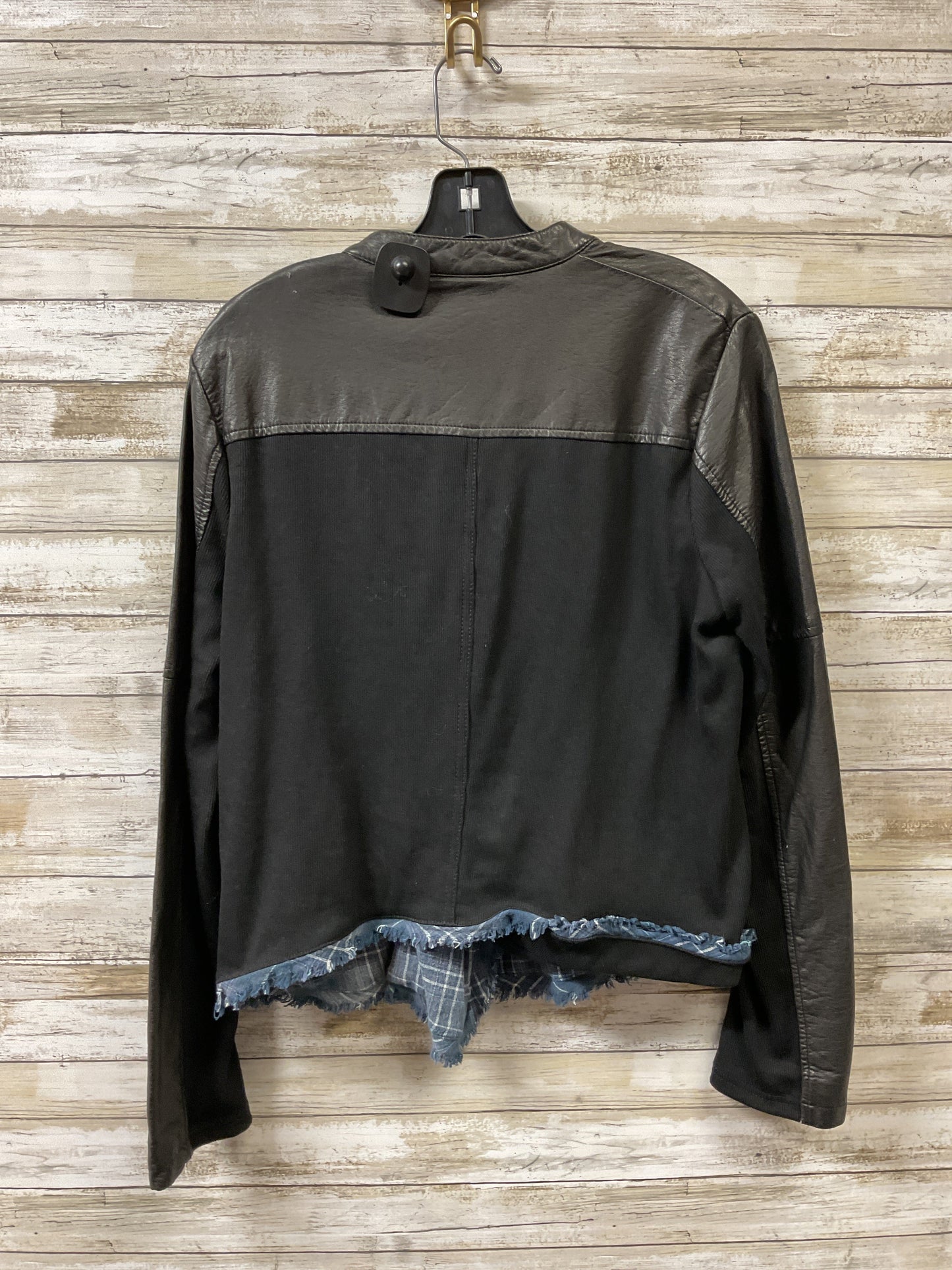 Jacket Moto By Free People In Black & Blue, Size:M