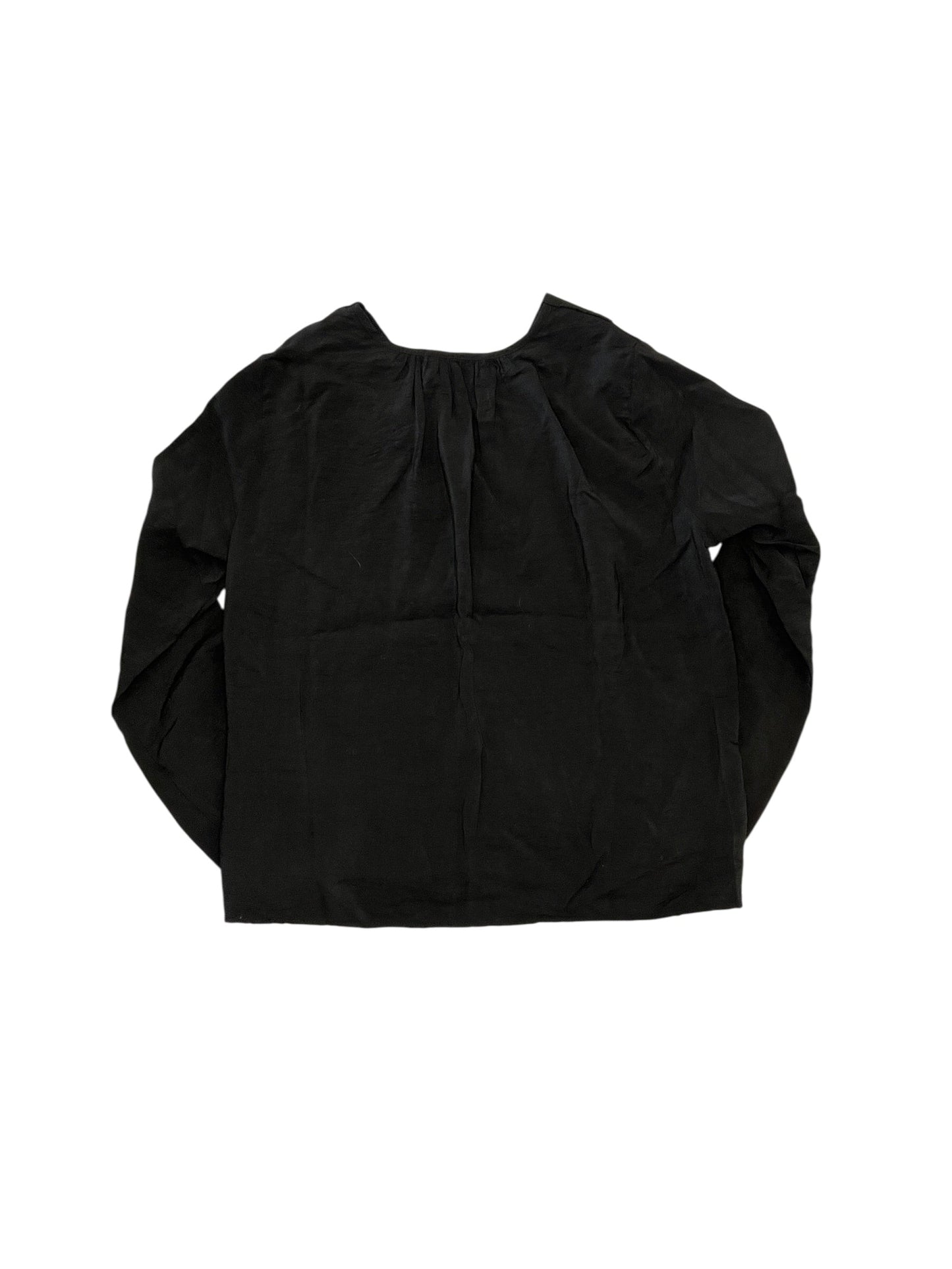 Blouse Ls By Self Contrast In Black, Size:Xxs