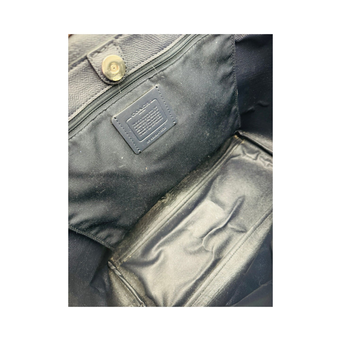 Signature Coated Canvas Town Tote Shoulder Handbag Designer By Coach  Size: Medium
