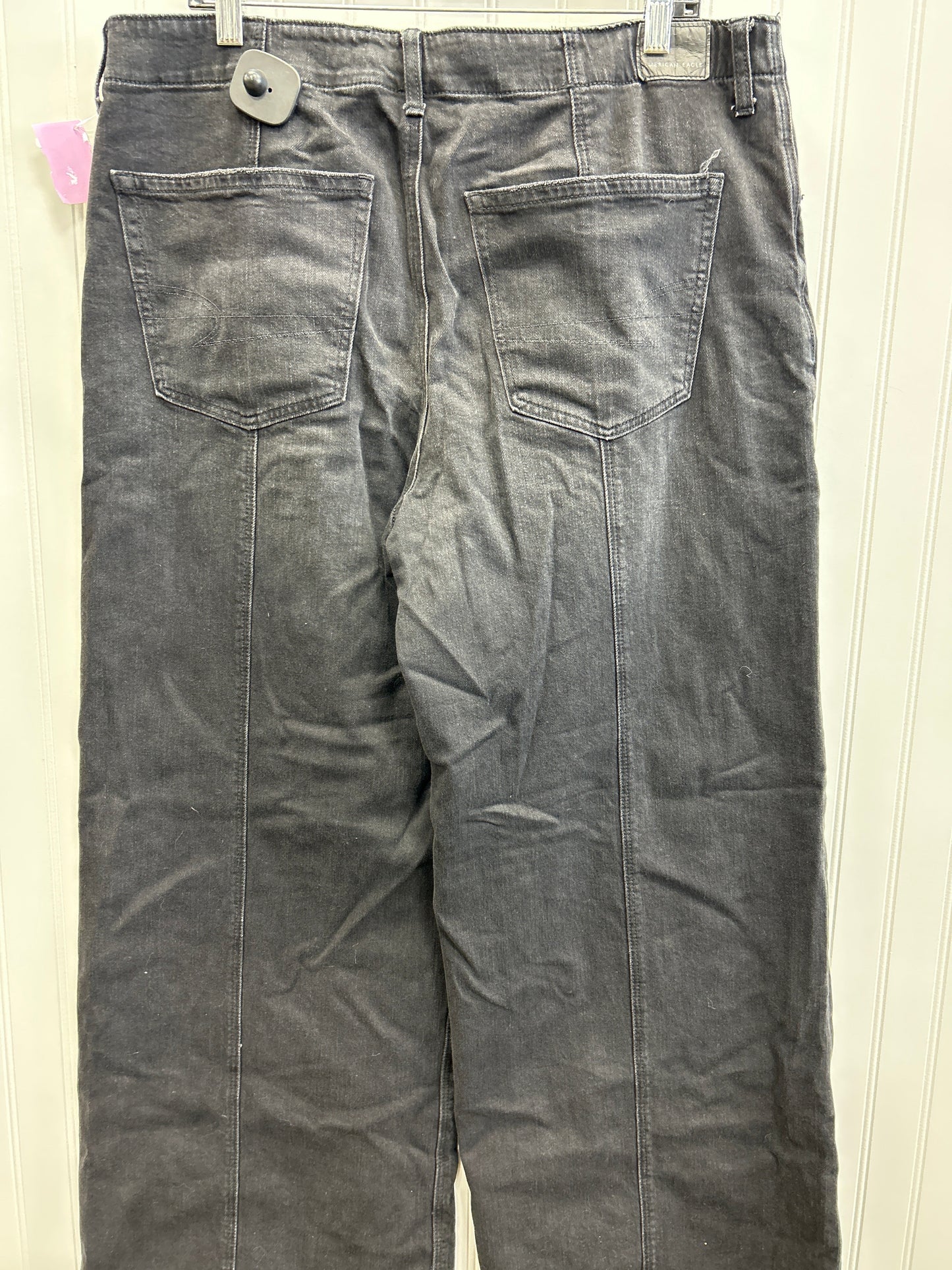 Jeans Wide Leg By American Eagle In Black Denim, Size:16L
