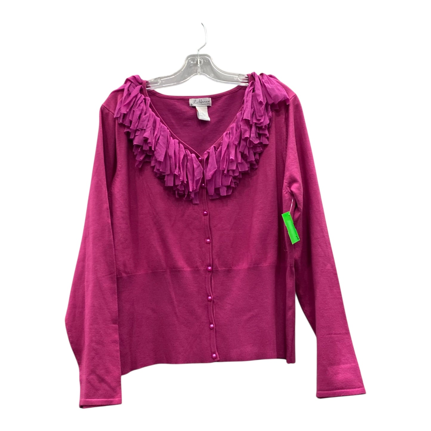 Sweater Cardigan By J Marco In Pink, Size:Xl