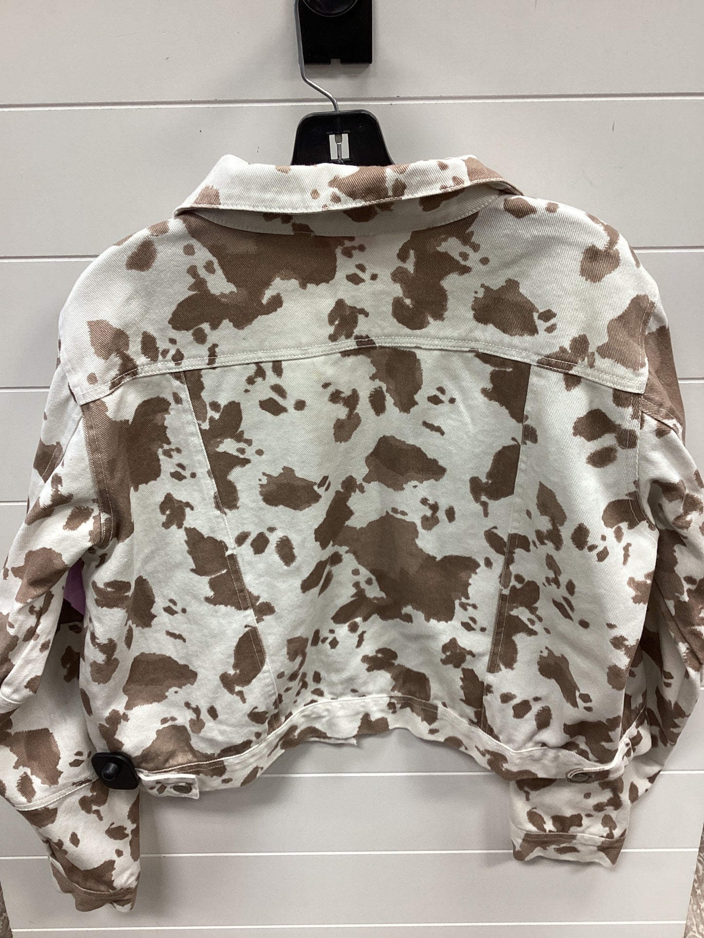 Jacket Denim By Pink Lily In Brown & White, Size:Xl