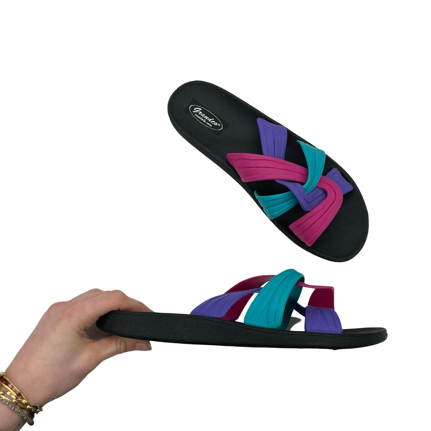 Sandals Flats By Clothes Mentor In Multi, Size:10