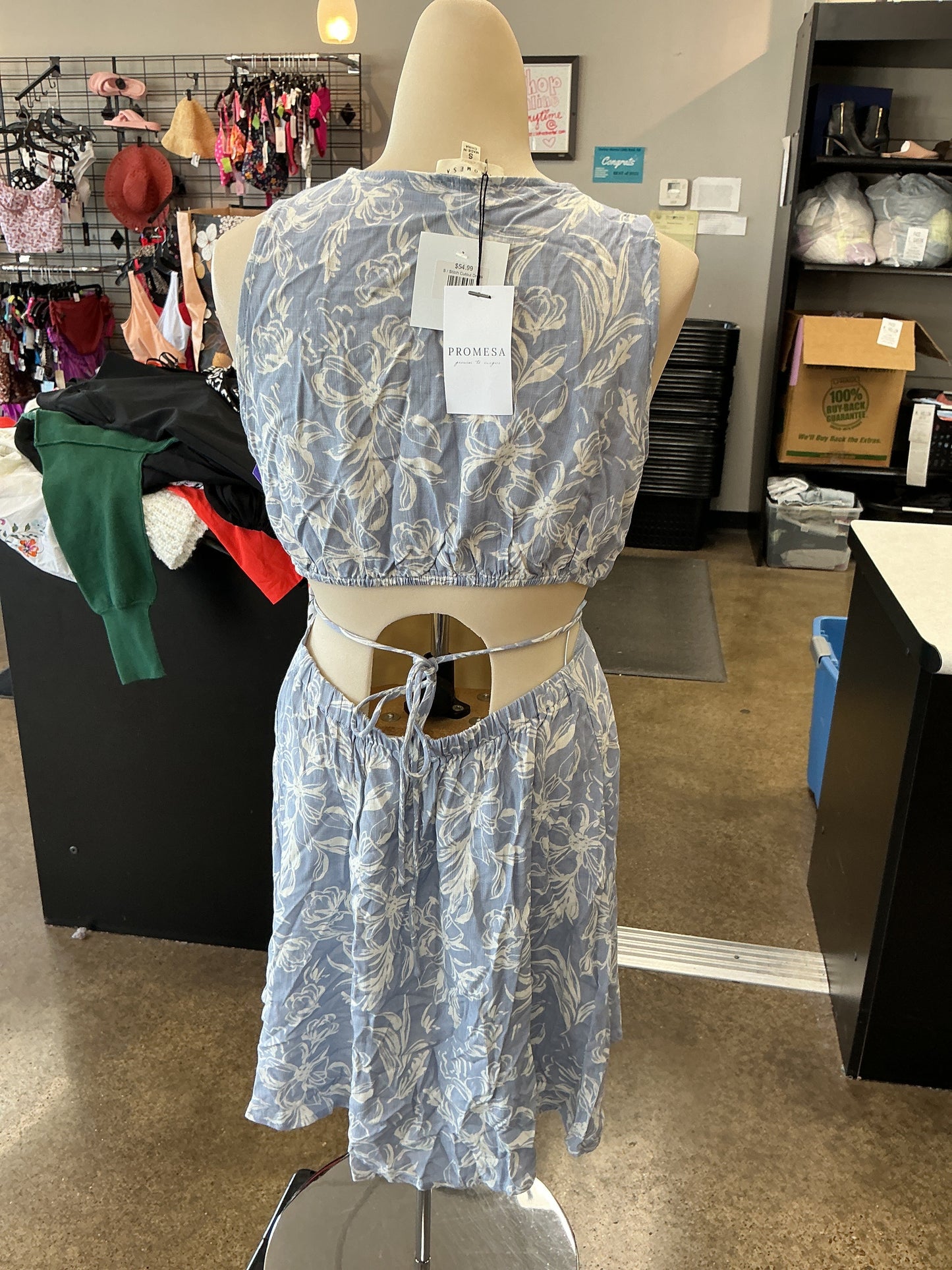Dress Casual Short By Promesa In Blue & White, Size:Small