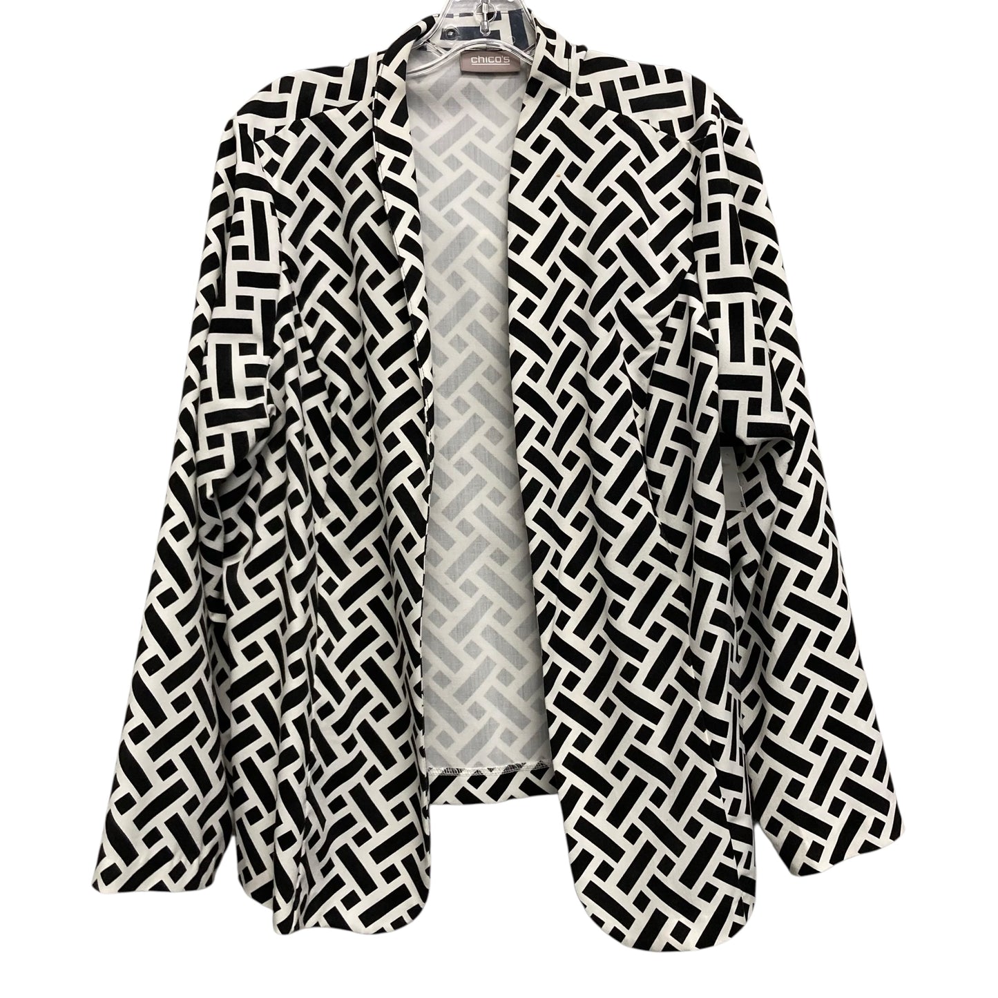 Blazer By Chicos In Black & White, Size:Xl
