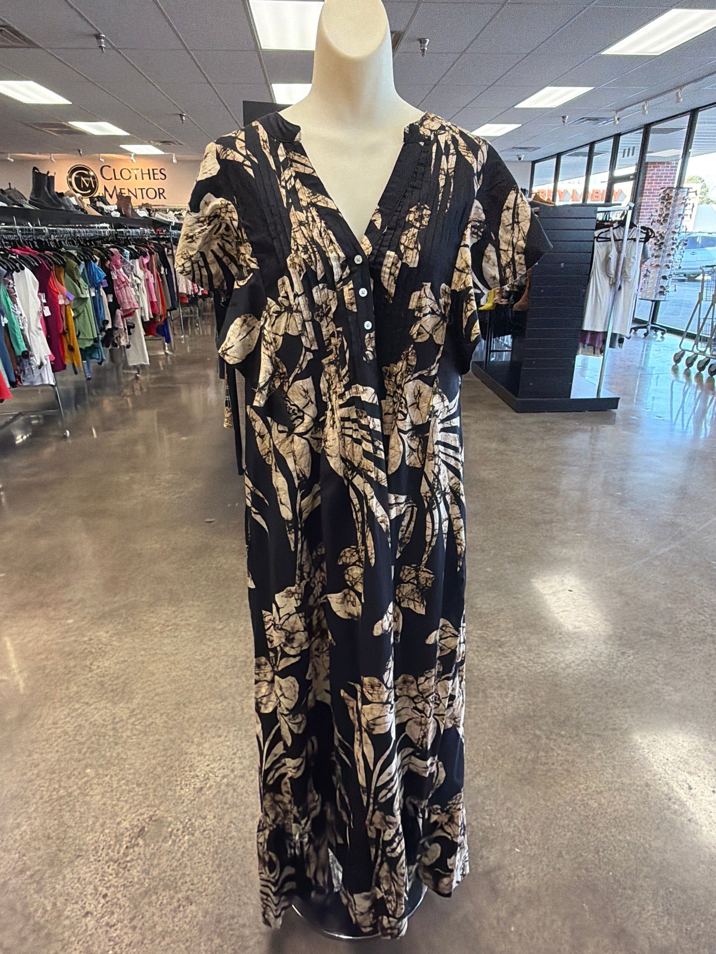 Dress Casual Maxi By Maeve In Black & Cream, Size:M