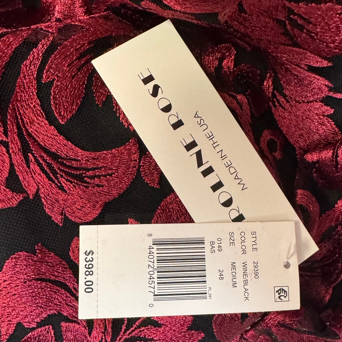 Bella Bell-Sleeve Soiree Lace Tunic By Caroline Rose In Black & Wine, Size: M