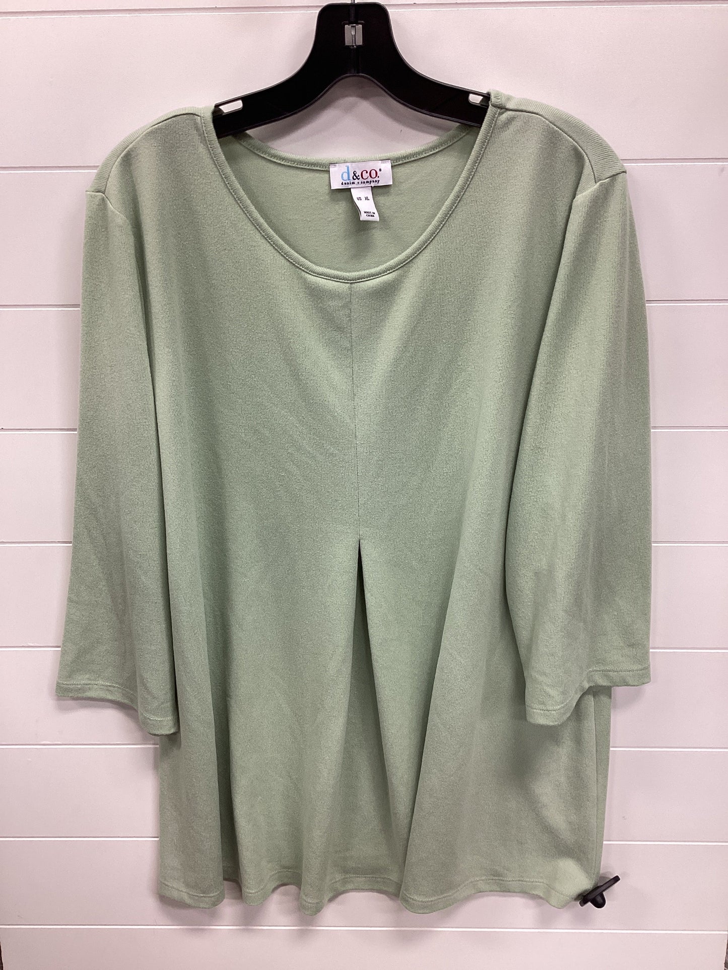 Top Ls By Denim And Company In Green, Size:Xl