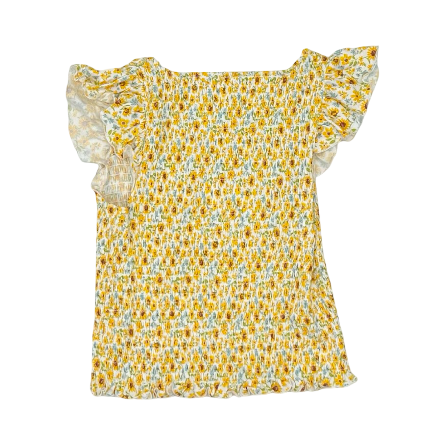 Blouse Ss By Old Navy In White & Yellow, Size:L