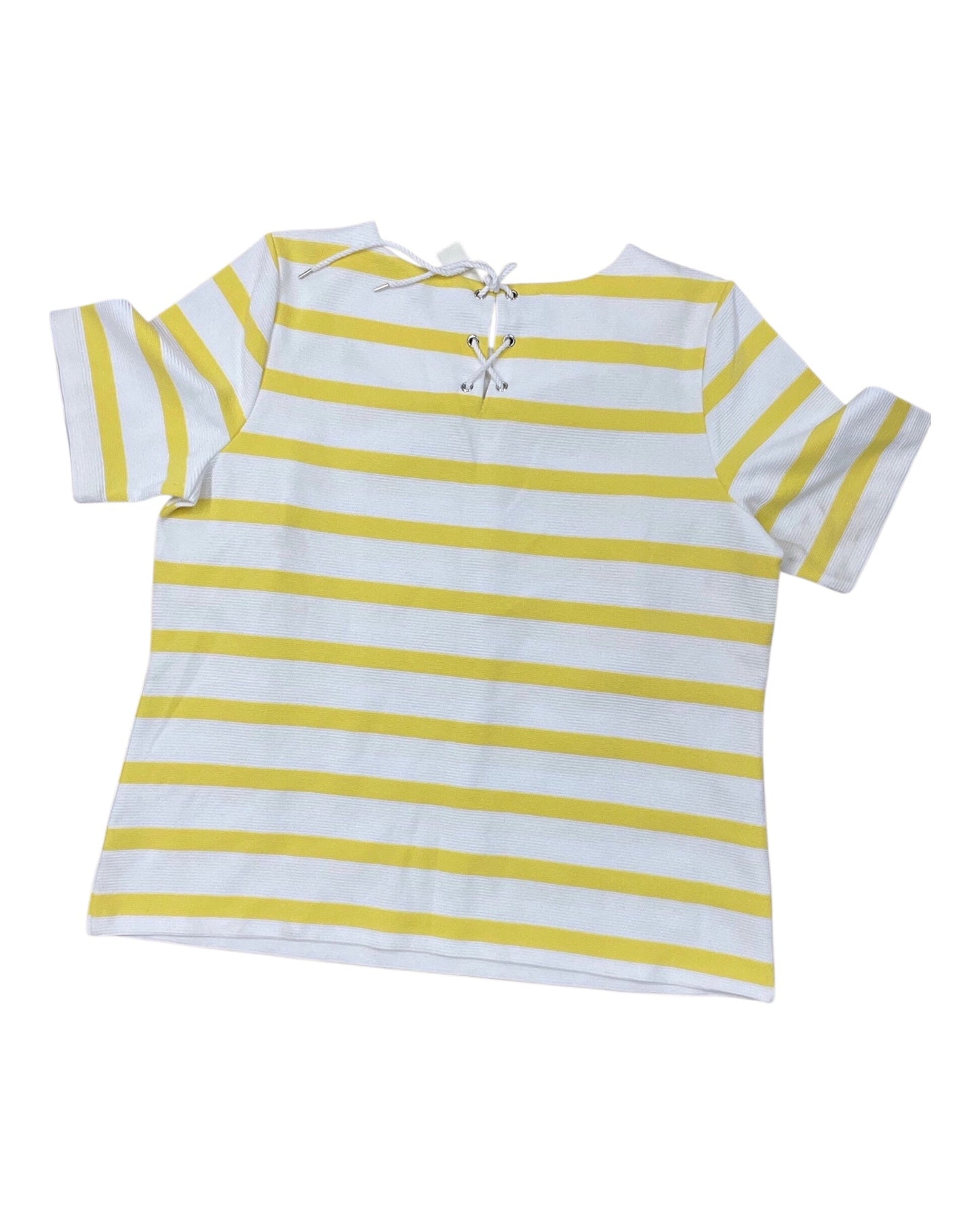 Top Ss By Talbots In White & Yellow, Size:1X