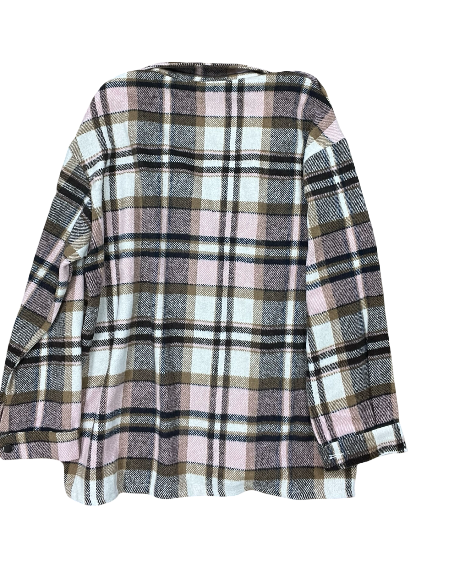 Jacket Shirt By Clothes Mentor In Brown & White, Size:1X