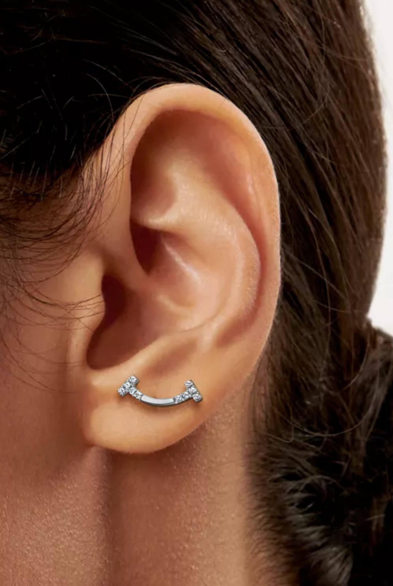 Tiffany & Company 18K T Smile Diamond Mini Luxury Earrings