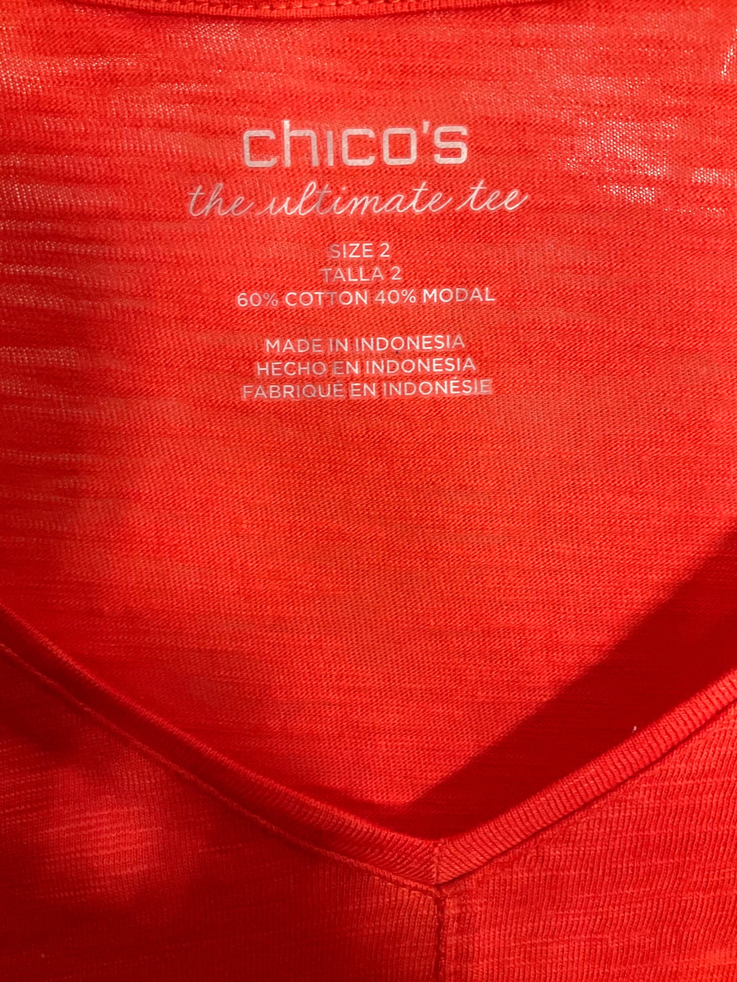 Top 3/4 Sleeve Basic By Chicos In Orange, Size: L