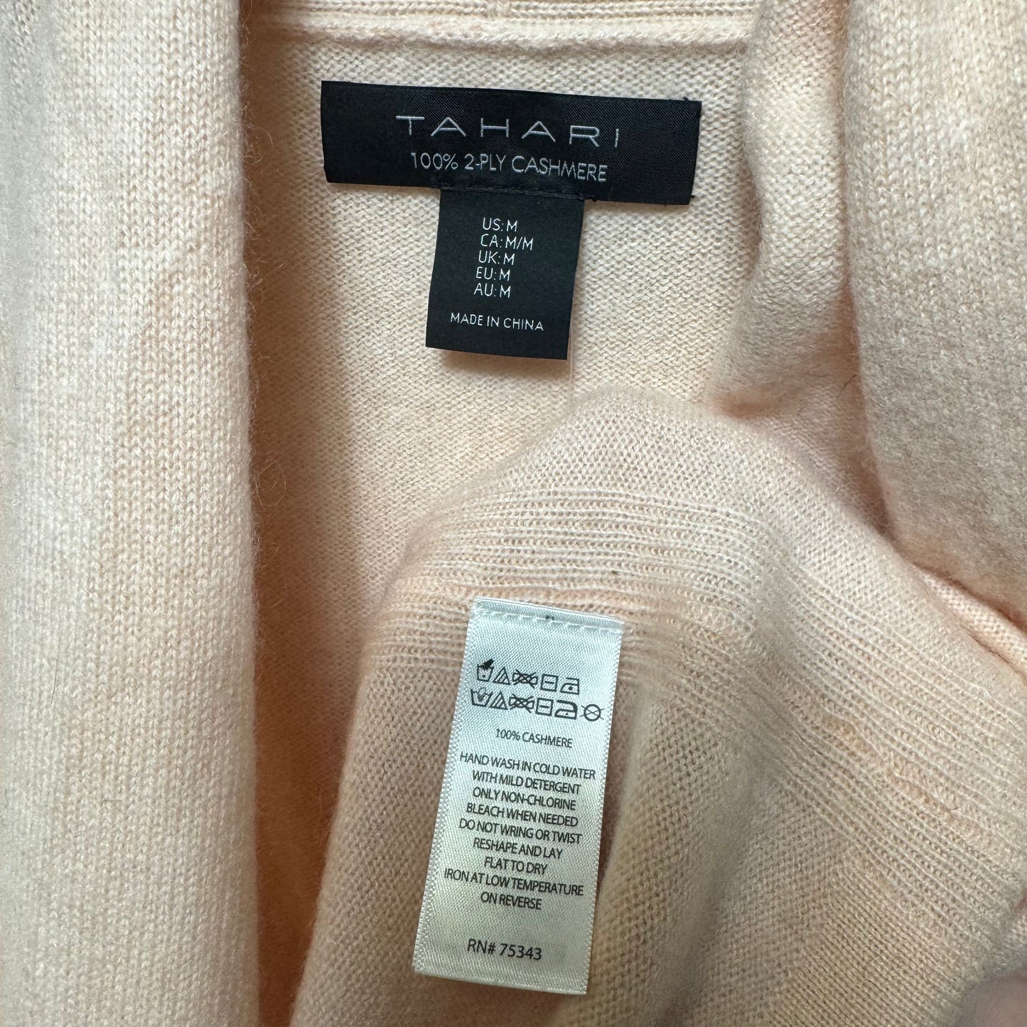 Sweater Cardigan Cashmere By Tahari In Peach, Size: M