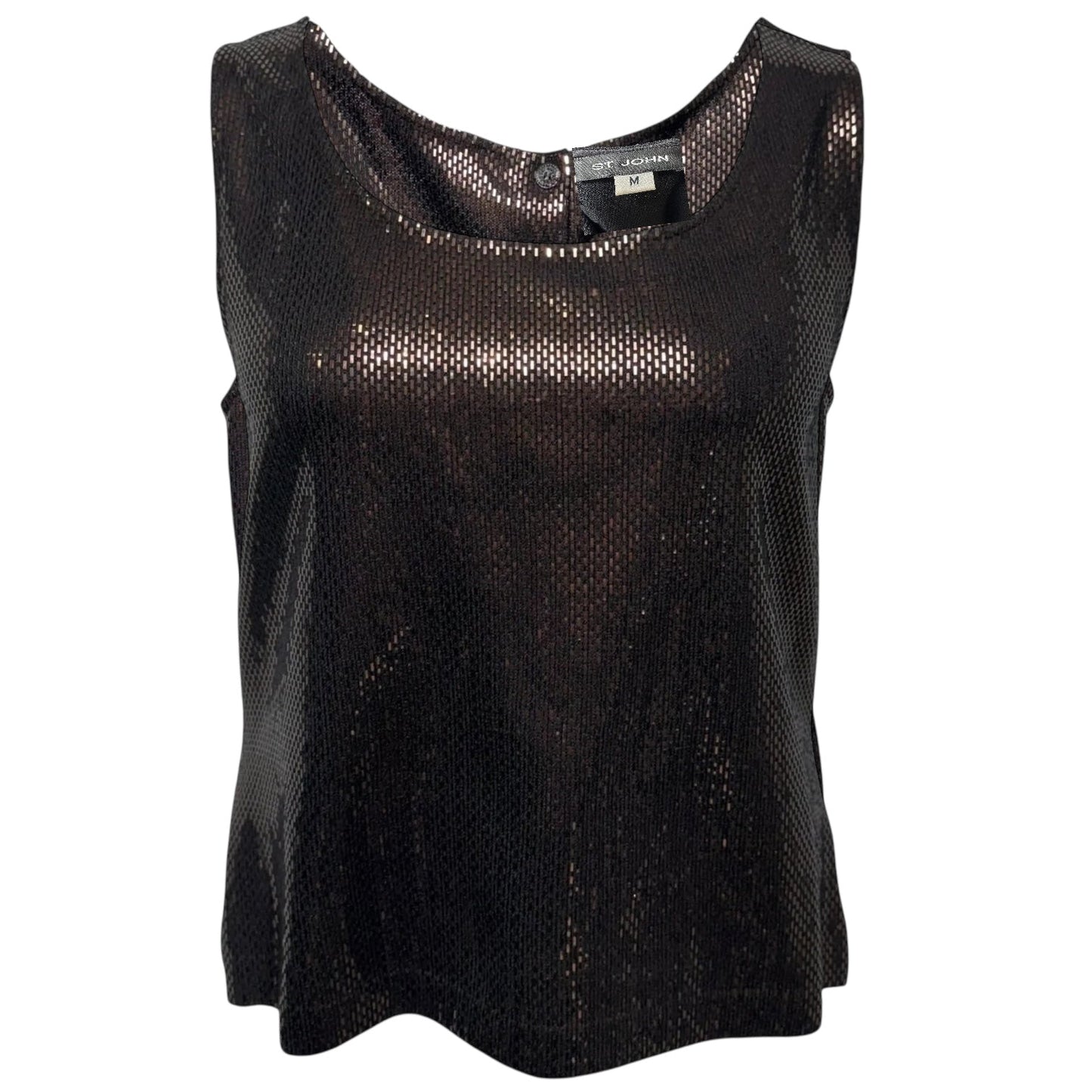 Paillette Button Back Top Sleeveless Luxury Designer By St John Collection In Copper, Size: M