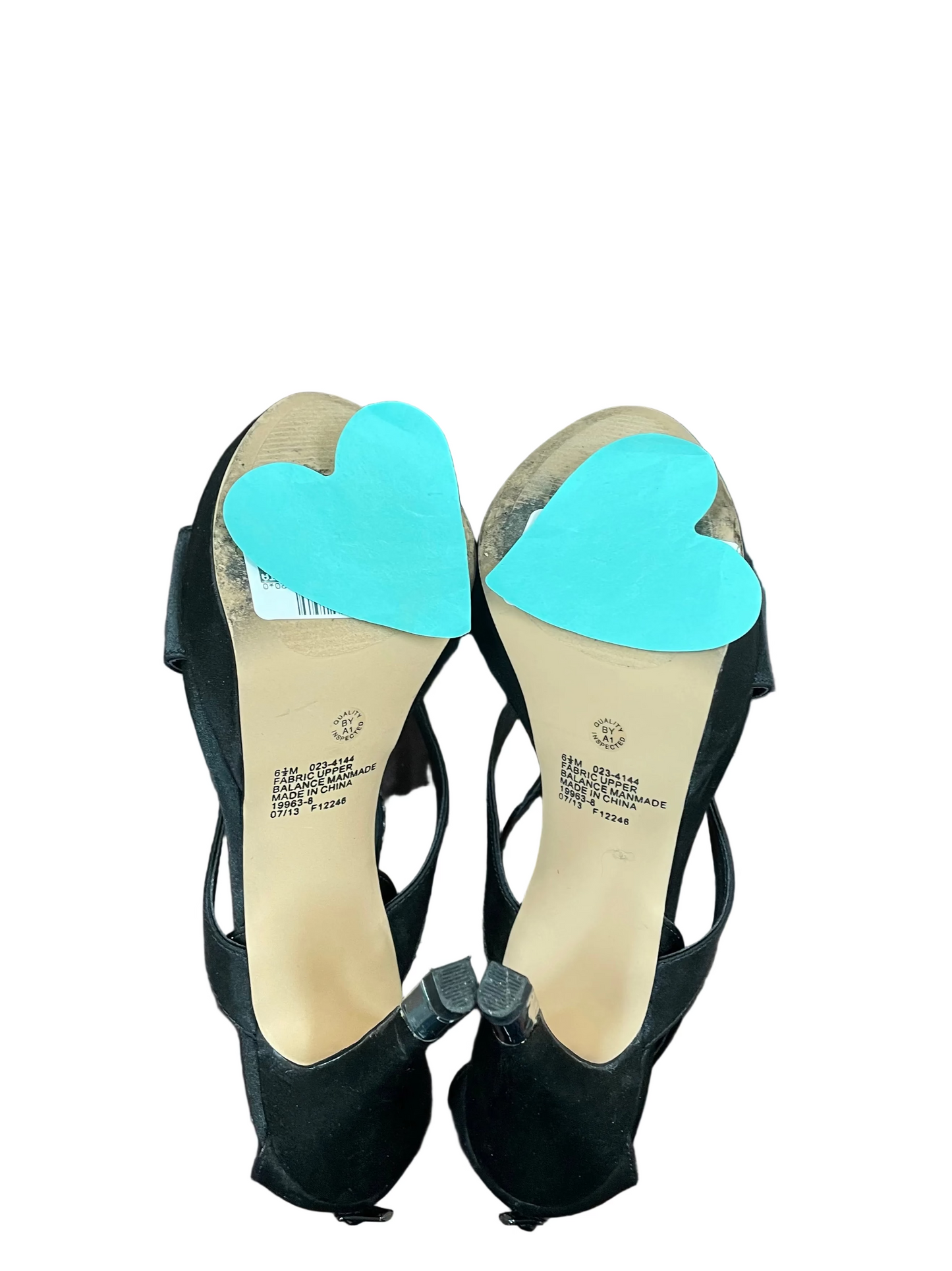 Sandals Heels Stiletto By Worthington In Black & Silver, Size:6.5