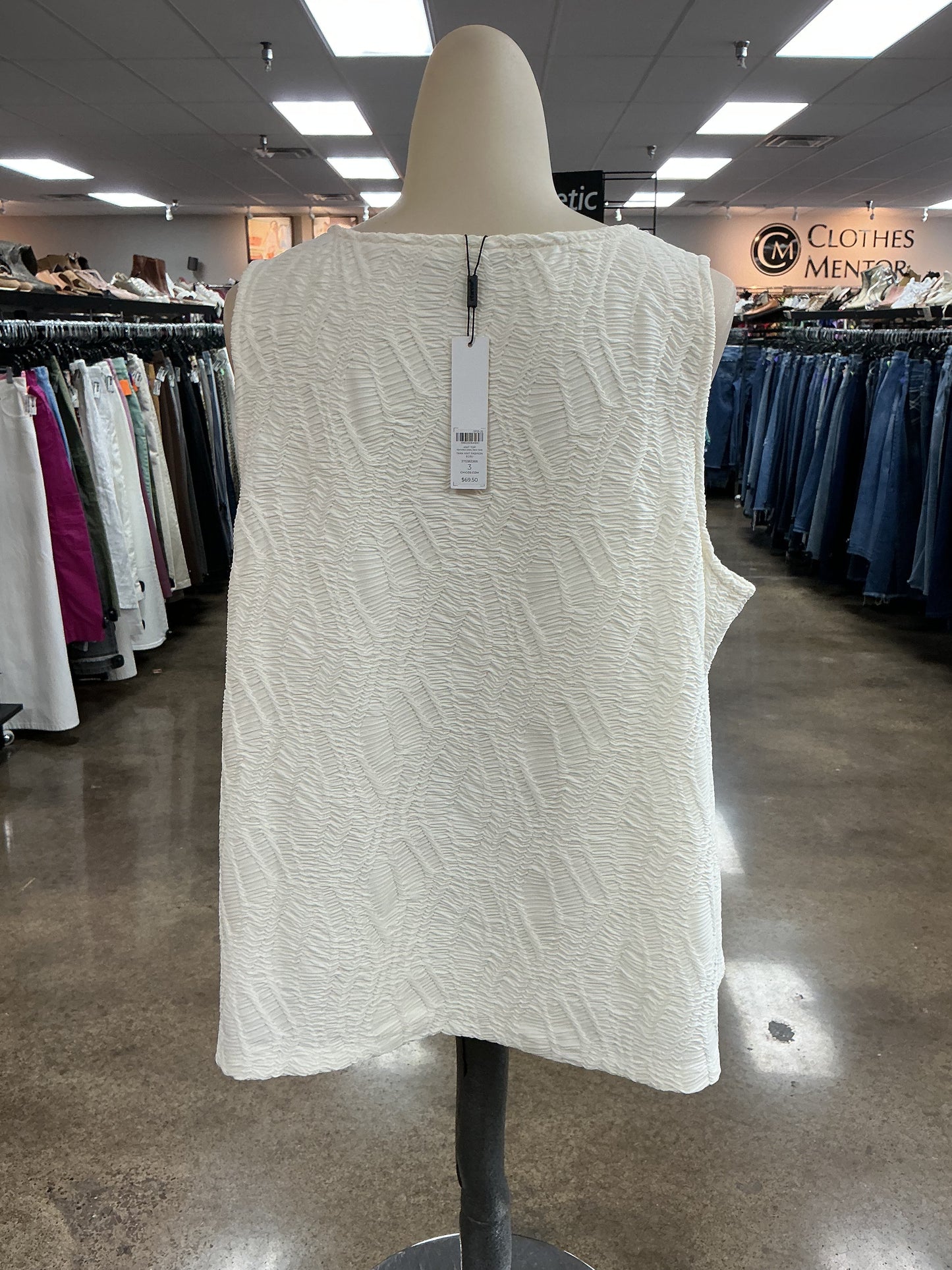 Top Sleeveless By Chicos In Cream, Size:Xl