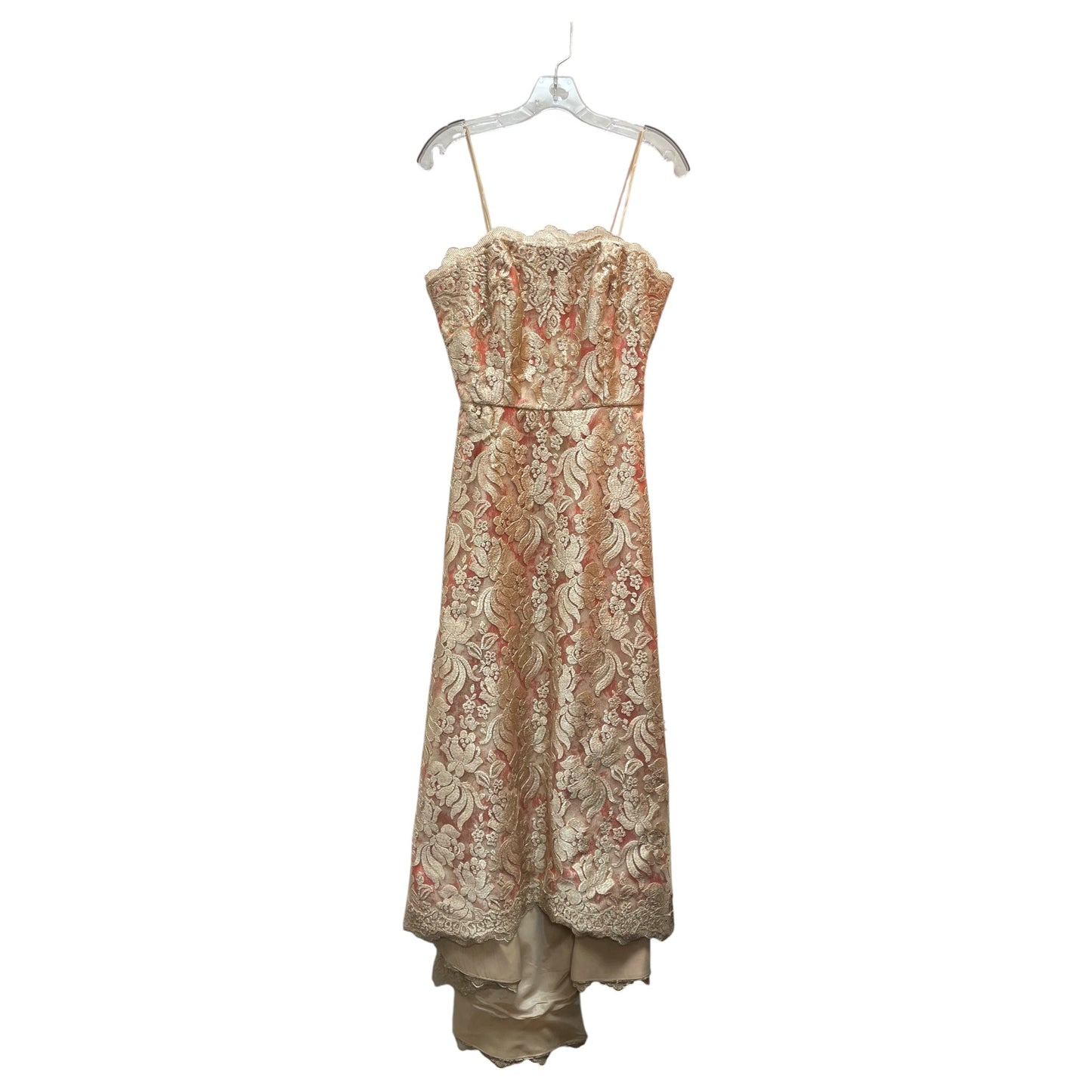 Dress Party Long By THEIA In Gold & Orange, Size: M