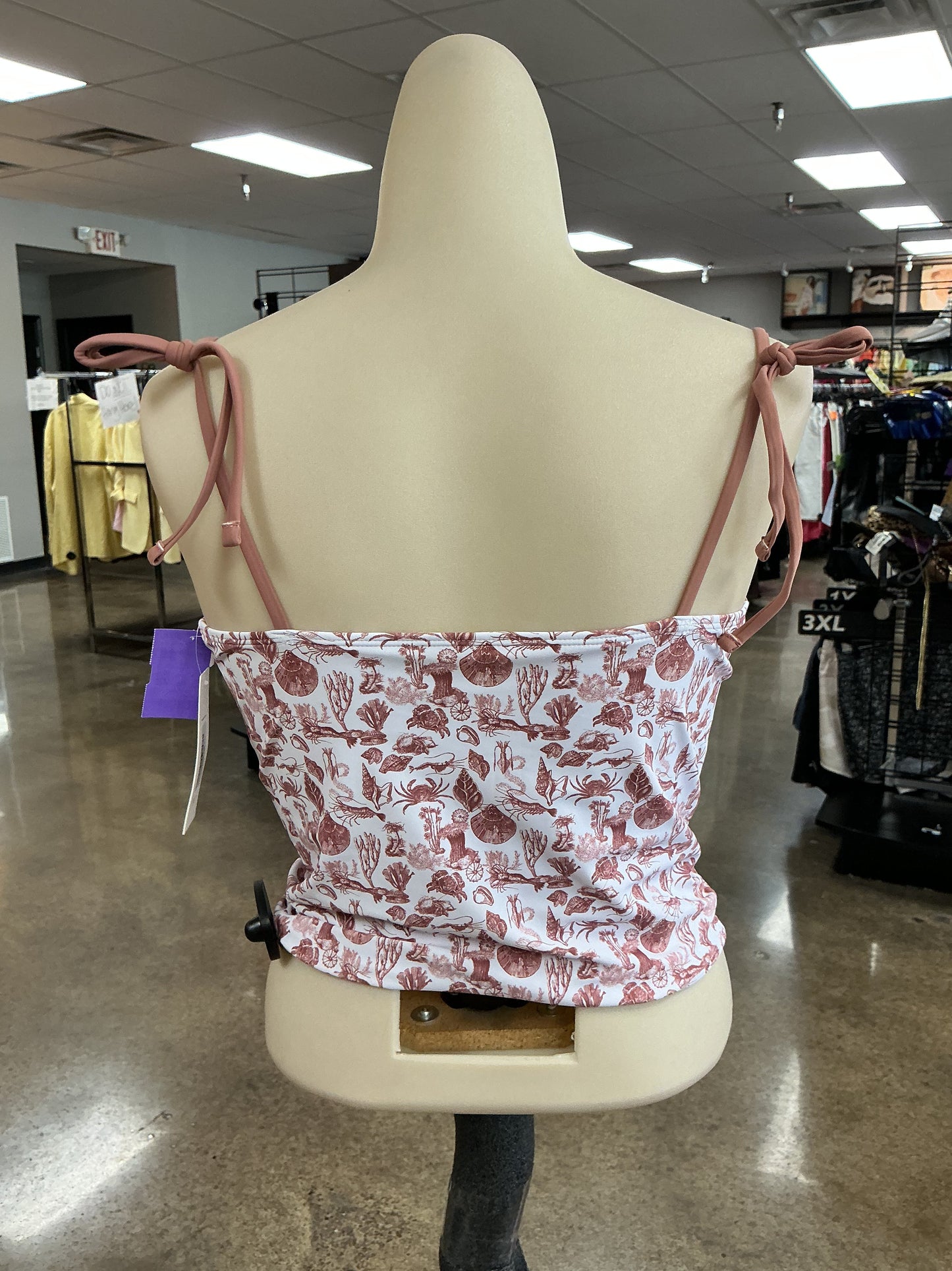 Swimsuit Top By Clothes Mentor In Brown & White, Size:M