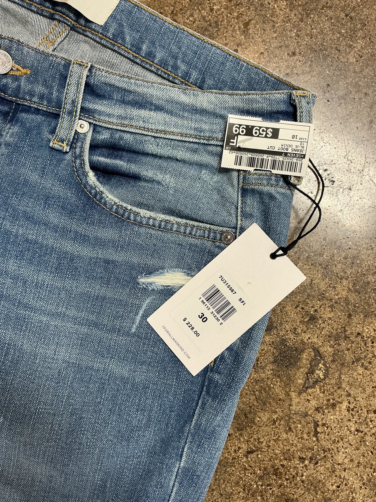 Jeans Boot Cut By Seven 7 In Blue Denim, Size:10