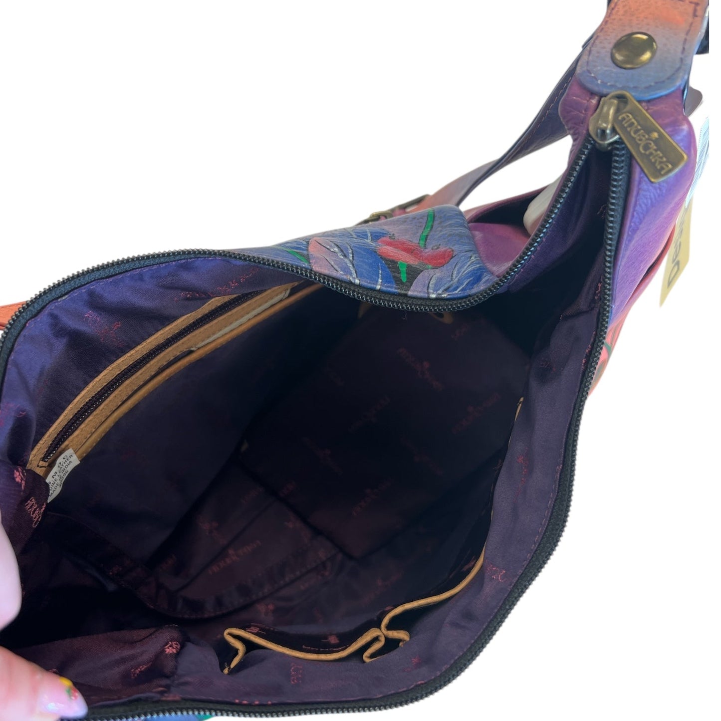 Handbag Leather By Anuschka In Floral Print, Size:Large