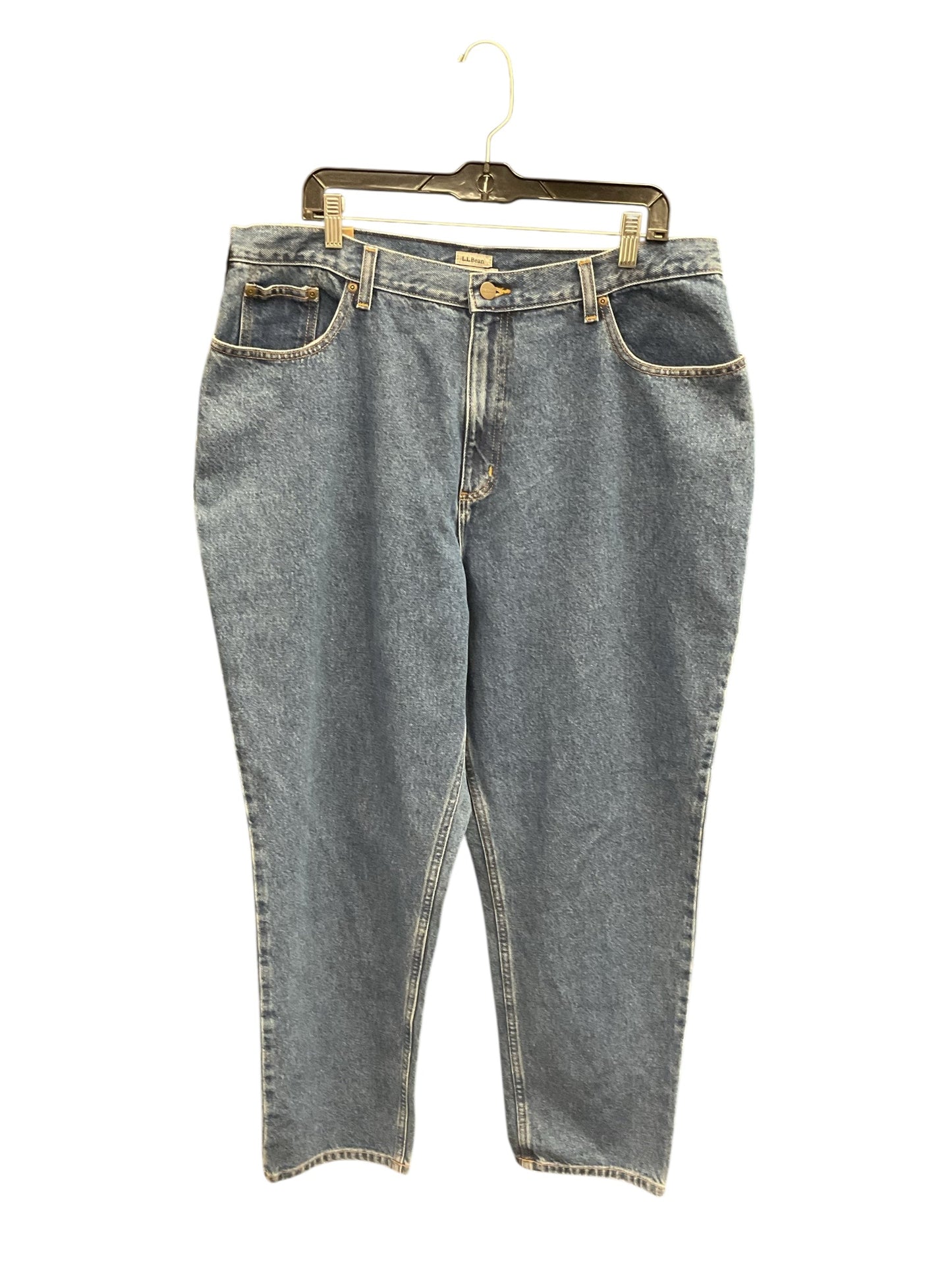 Jeans Straight By L.L. Bean In Blue Denim, Size:18