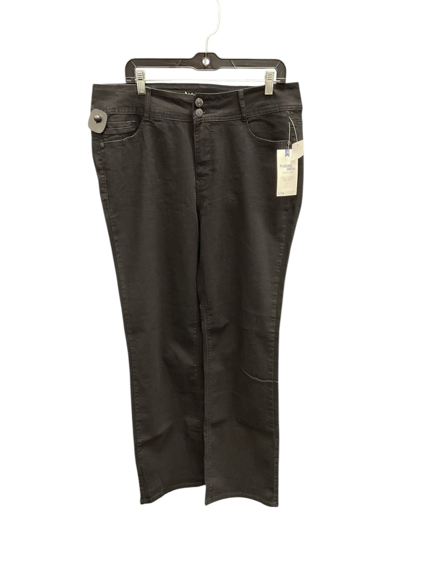 Jeans Boot Cut By Wallflower In Black Denim, Size:16