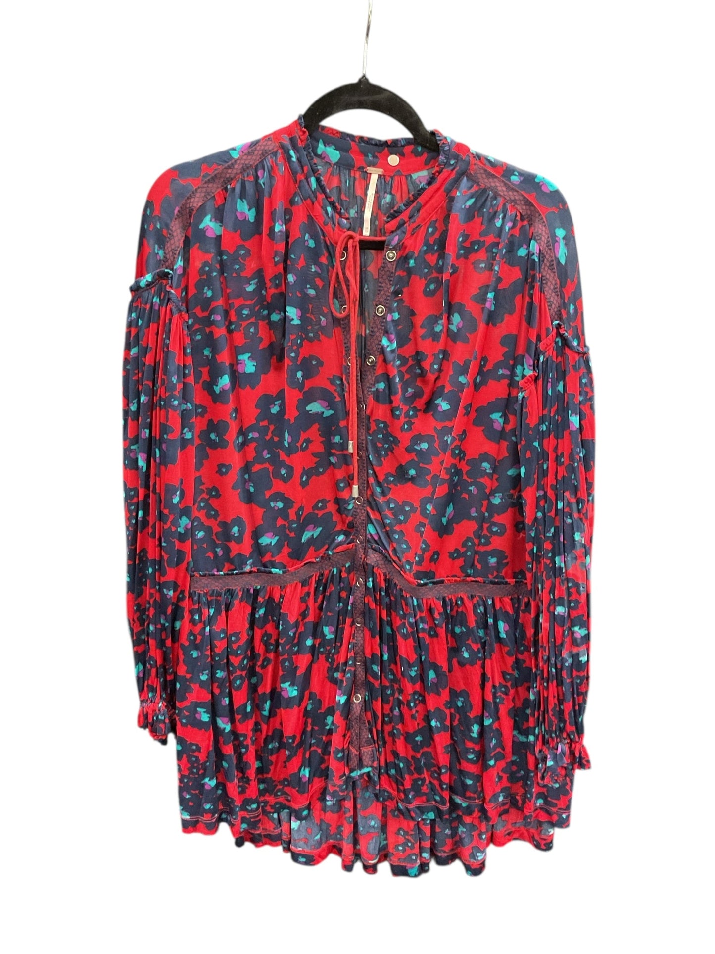 Tunic Ls By Free People In Blue & Red, Size:Xs