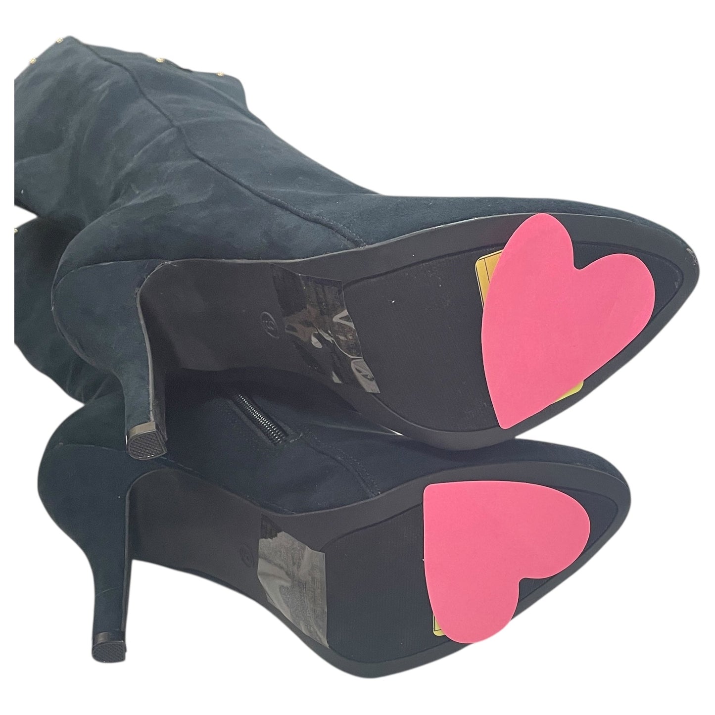 Boots Mid-Calf Heels By Cmc In Black & Gold, Size:9