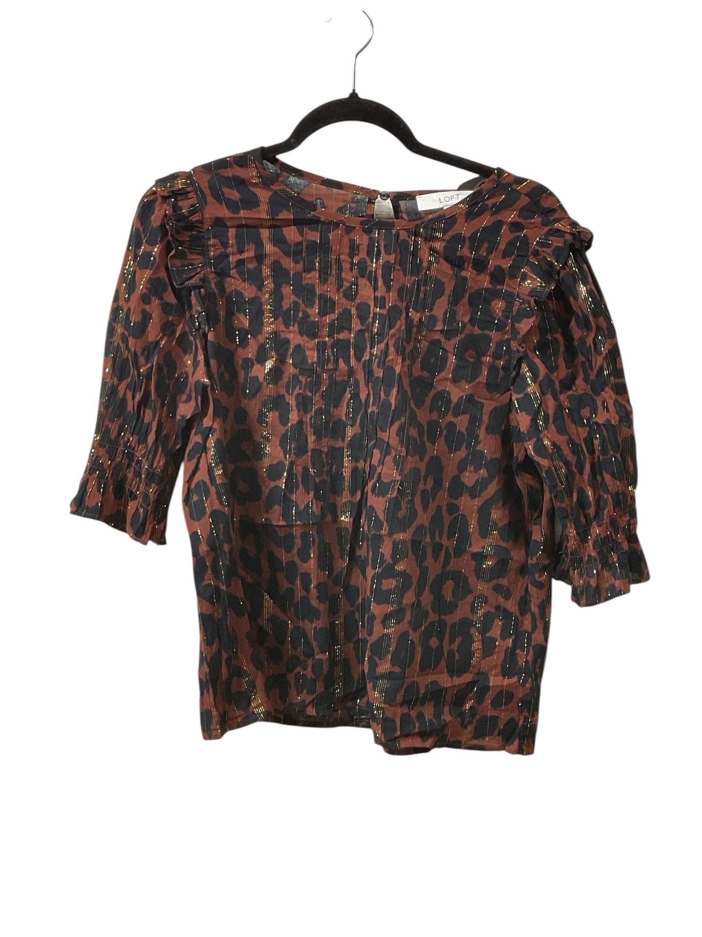 Top 3/4 Sleeve By Loft In Animal Print, Size:M