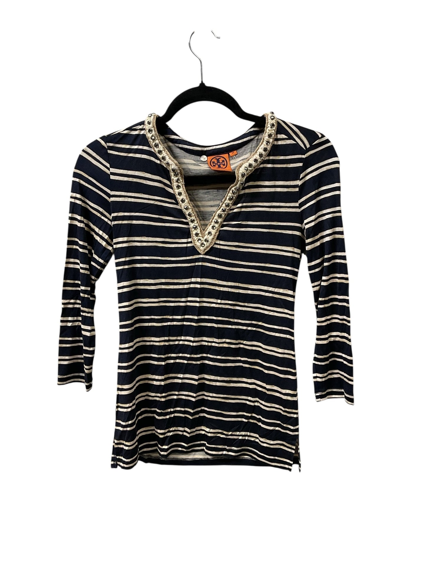 Top Ls Designer By Tory Burch In Black & Tan, Size:Xs
