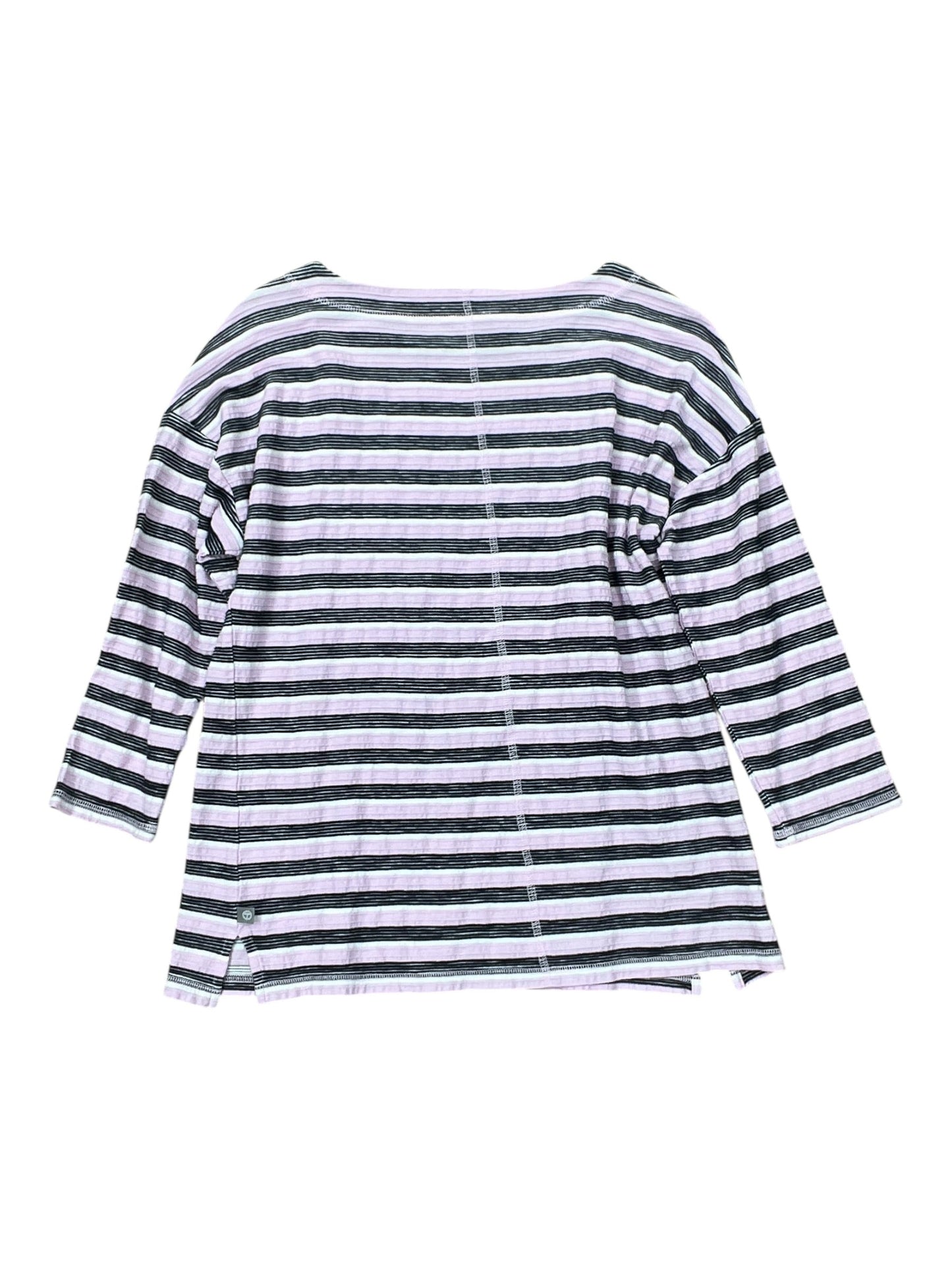 Top 3/4 Sleeve By Talbots In Pink & White, Size:L