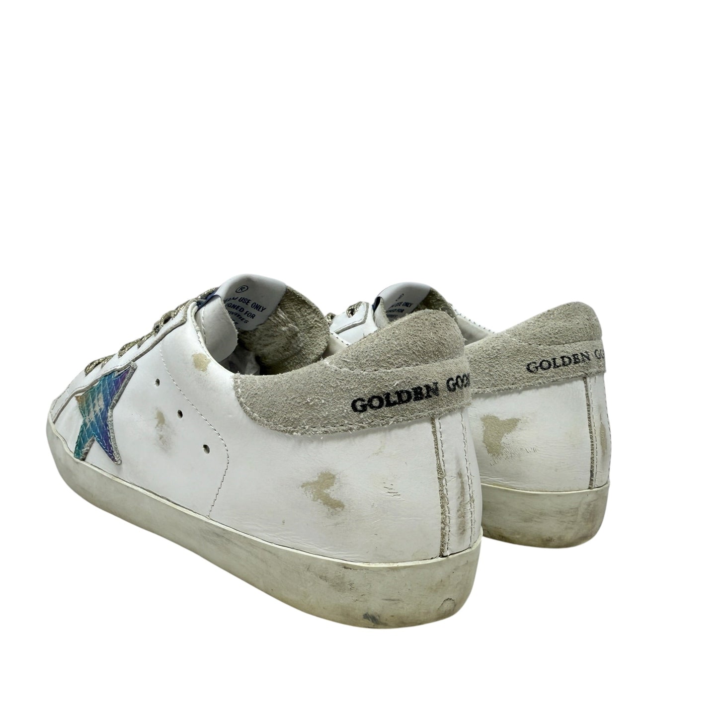 Superstar Sneakers In White Leather Rainbow Luxury Designer By Golden Goose In White, Size: 7 (37)