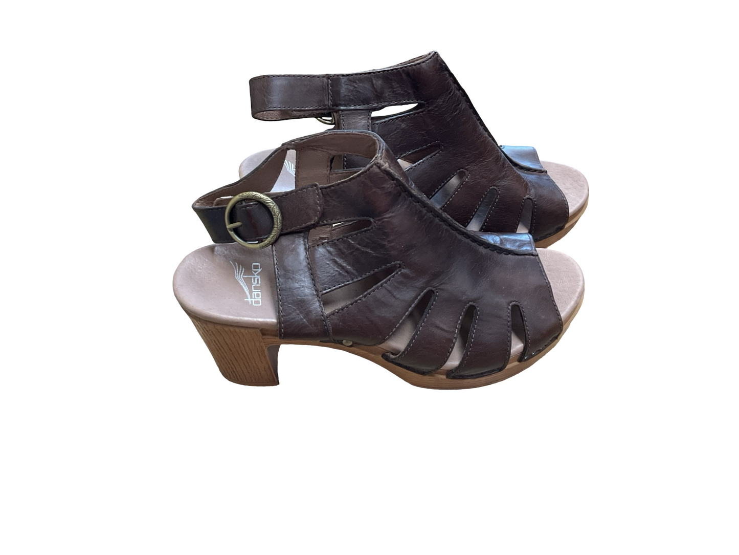 Sandals Heels Block By Dansko In Brown, Size:9.5