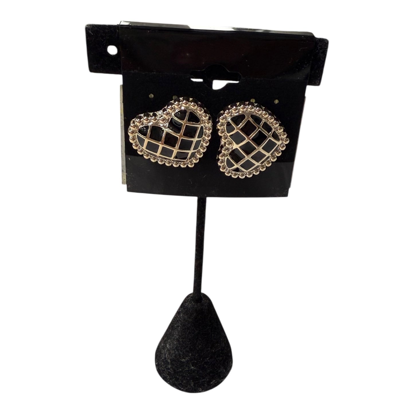 Earrings Stud In Black & Gold