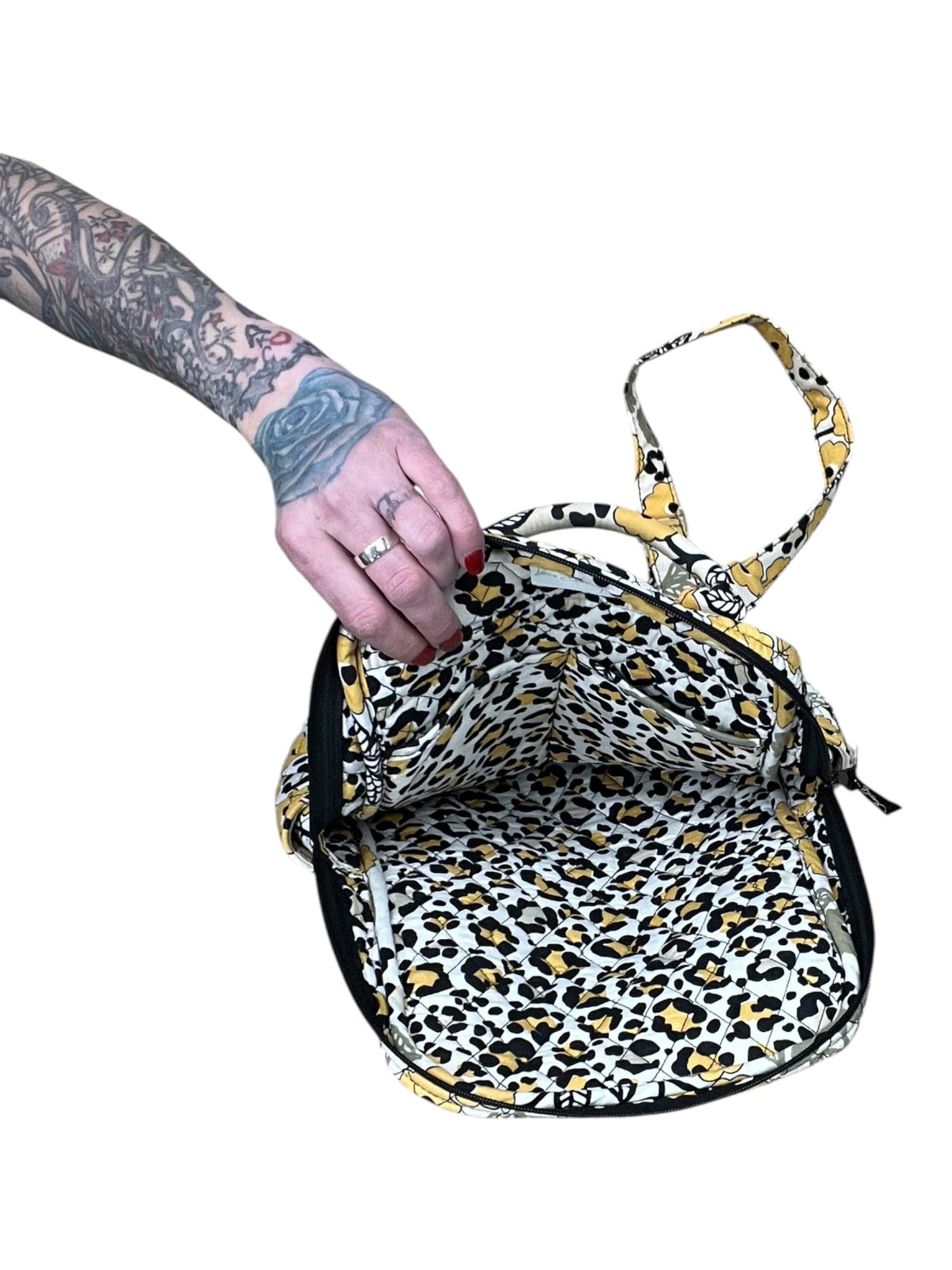 Backpack By Vera Bradley In Black & Yellow, Size:Small