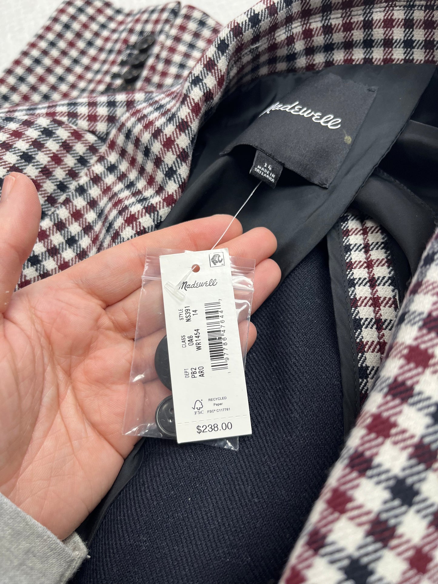 Blazer By Madewell In Red & White, Size:14