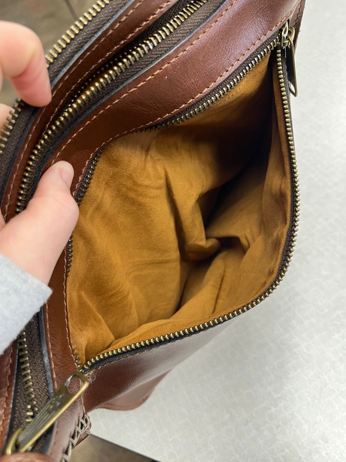 Crossbody Designer By Patricia Nash In Brown, Size:Large