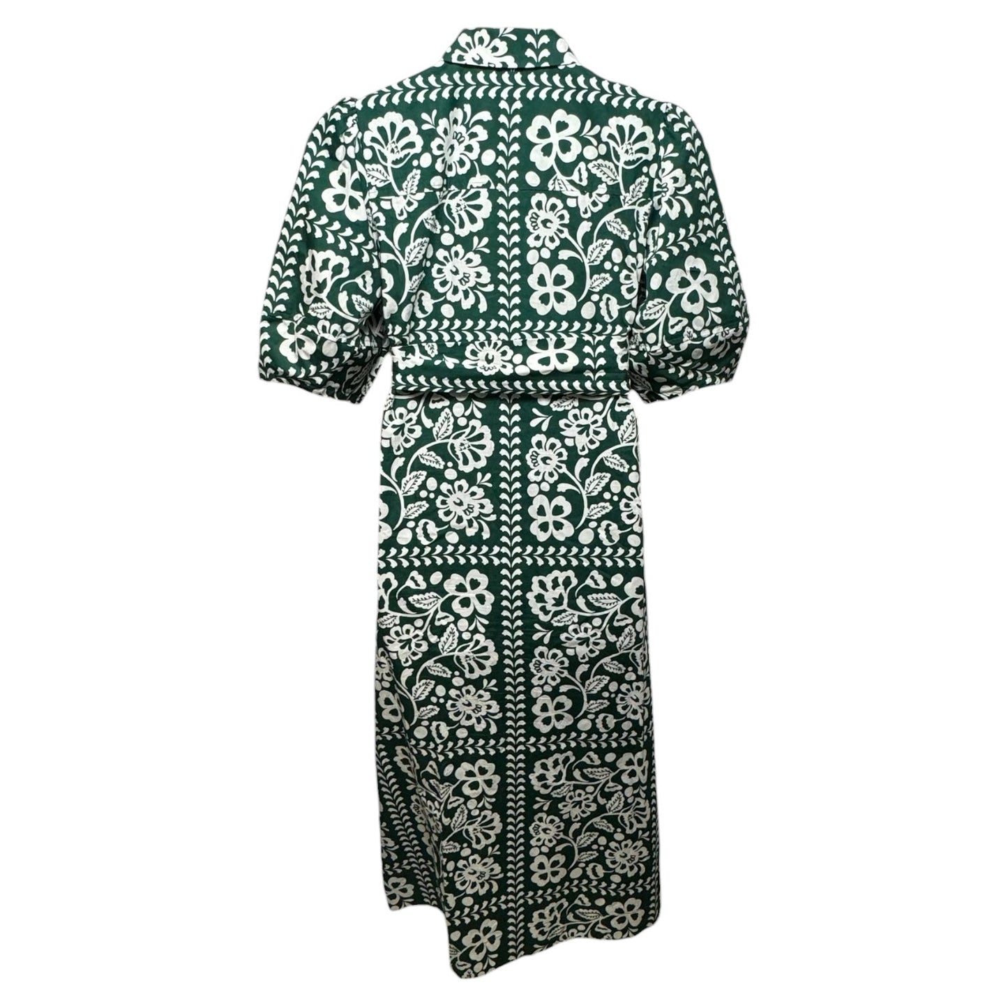 Elbow Sleeve Floral Print Maxi Dress By Crown And Ivy In Green & White, Size: XL