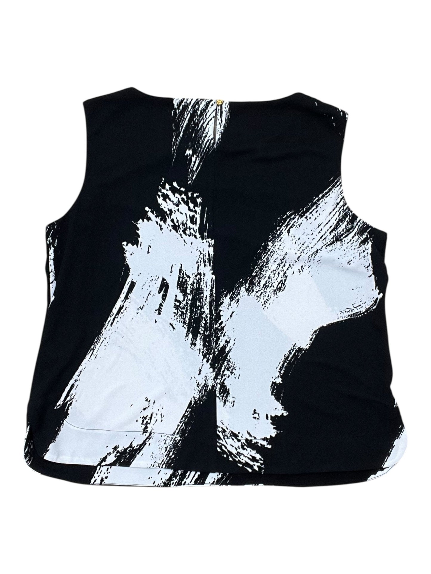 Top Sleeveless By Donna Karan In Black & White, Size:L
