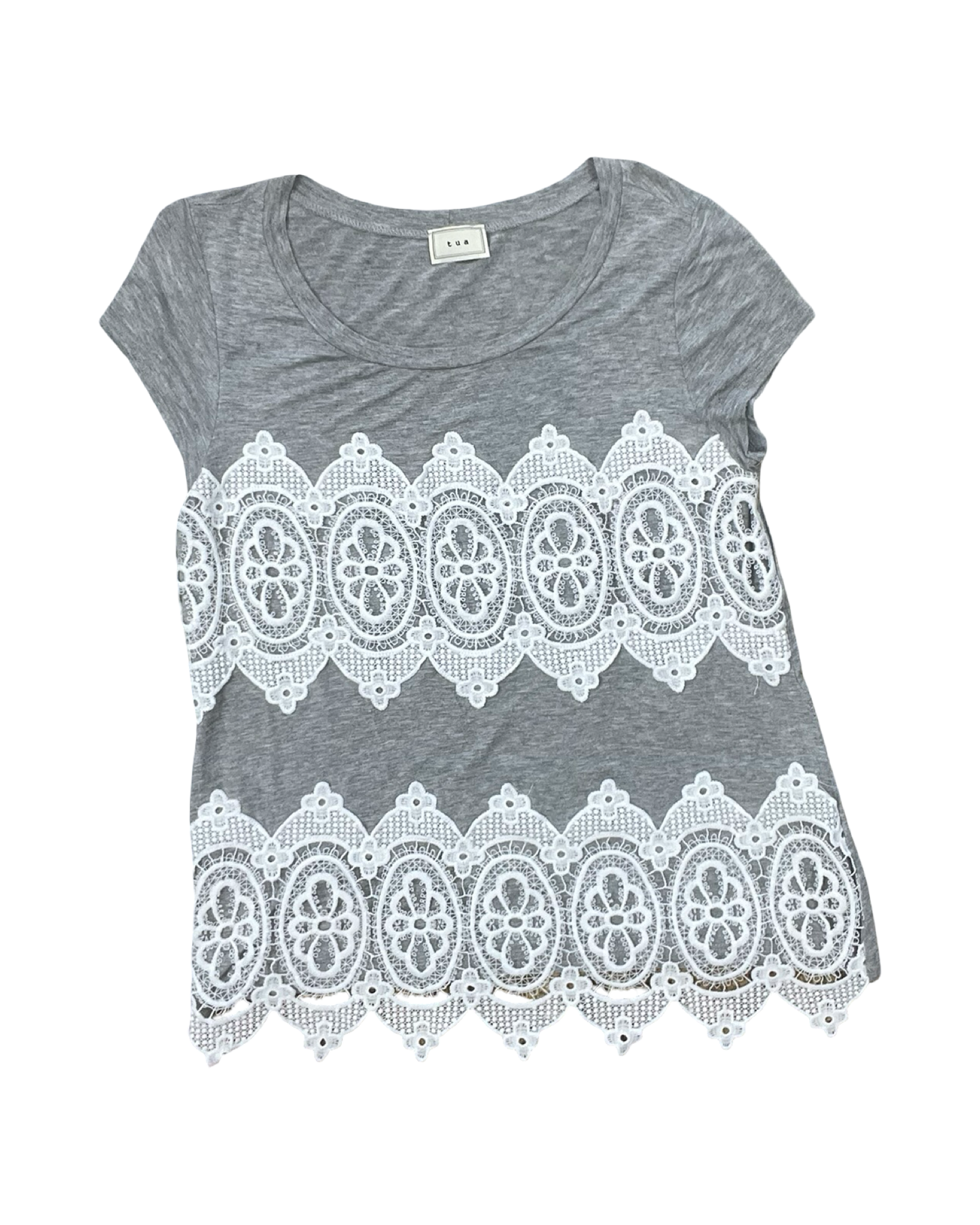 Top Ss By Clothes Mentor In Grey & White, Size:S