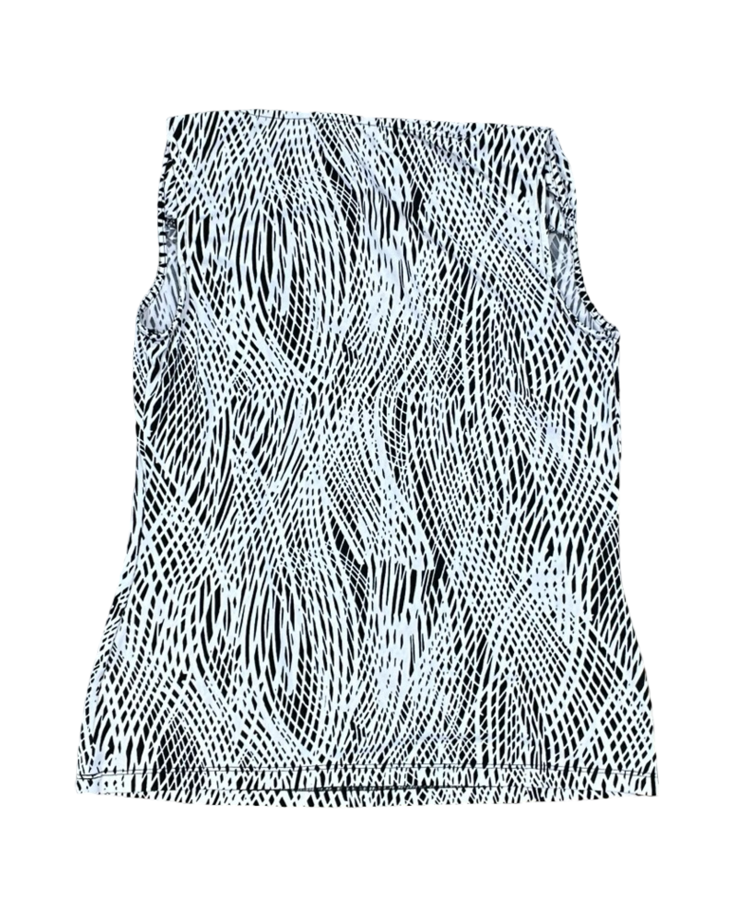 Top Sleeveless By Liz Claiborne In Black & White, Size:Mp