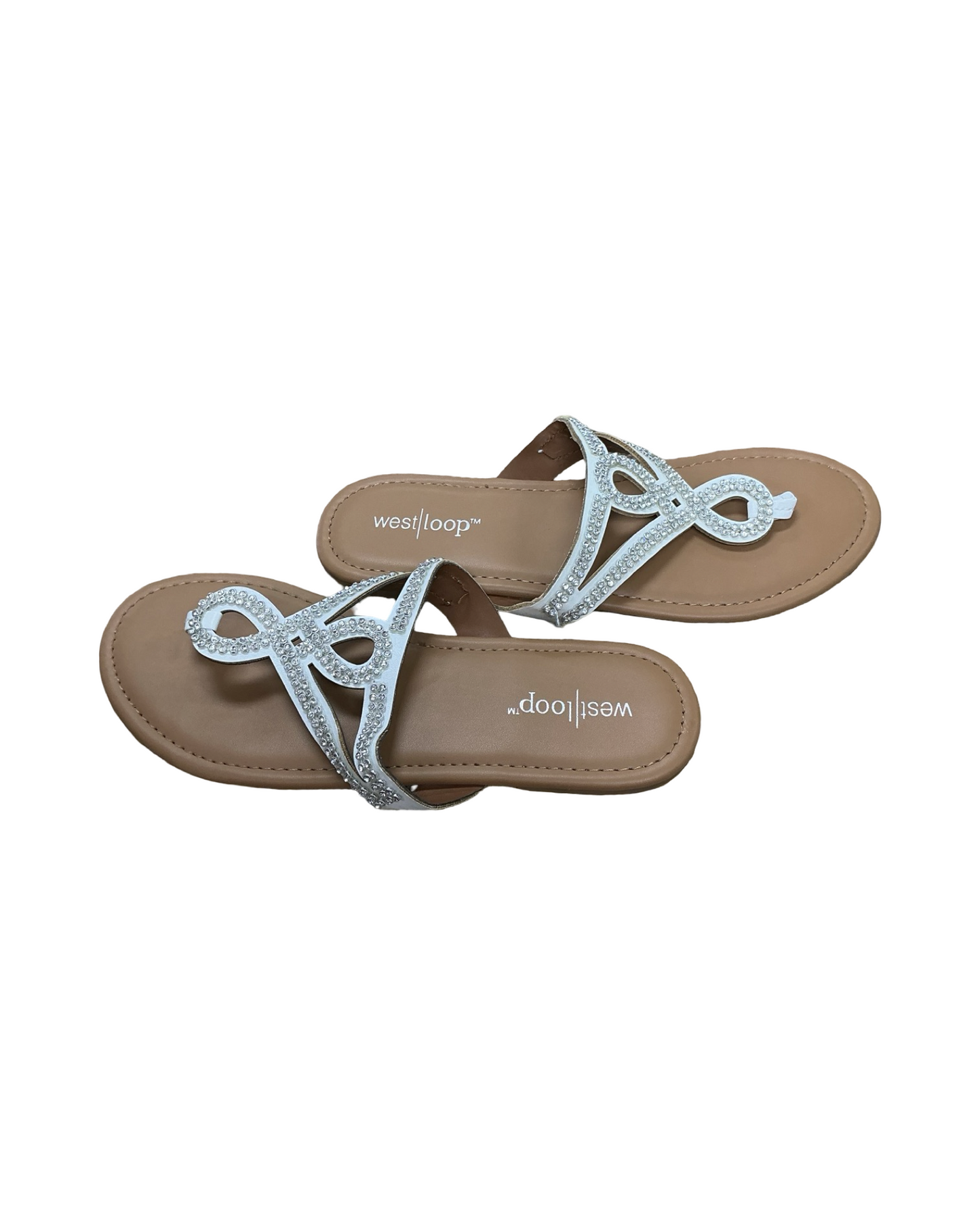 Sandals Flip Flops By West Loop In White, Size:6