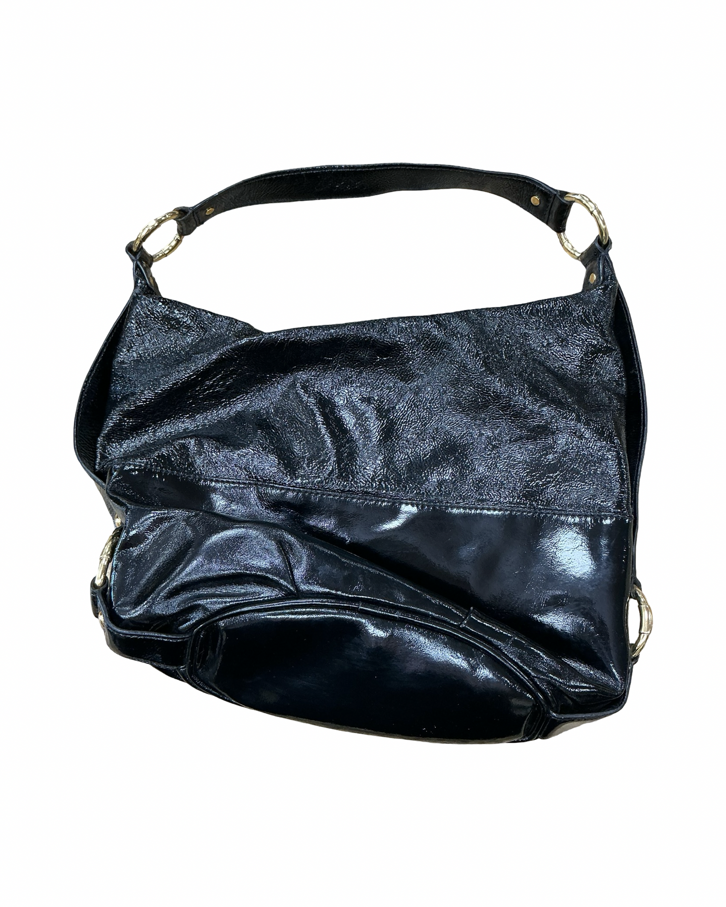 Handbag Designer By Michael Kors In Black & Gold, Size:Medium