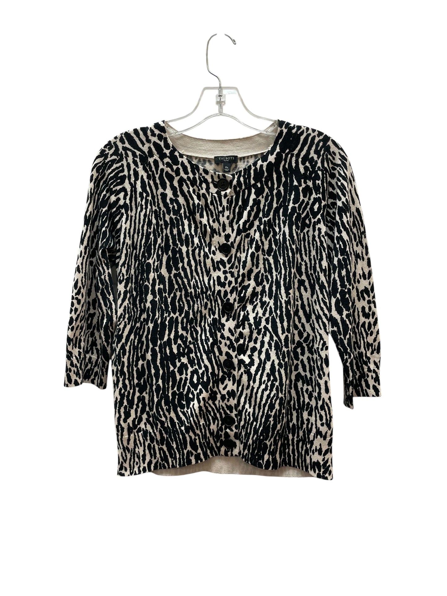 Cardigan By Talbots In Black & Cream, Size:Mp